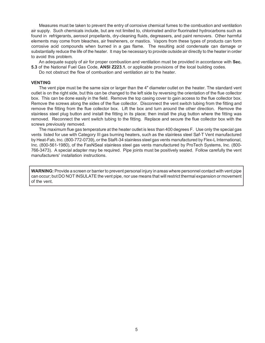 Raypak B-195 installation instructions Venting 