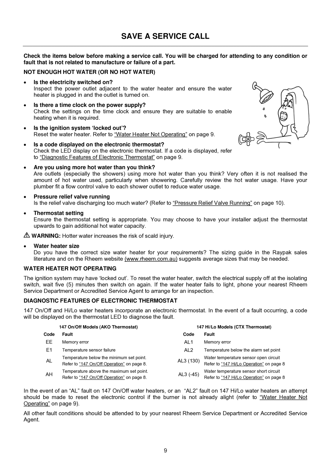 Raypak B0109, B0147 Save a Service Call, Not Enough HOT Water or no HOT Water, Water Heater not Operating 