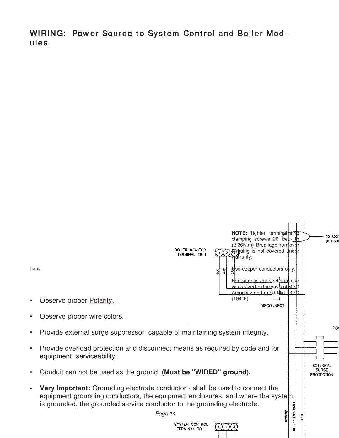 Raypak B6000 manual Wiring Power Source to System Control and Boiler Mod- ules 