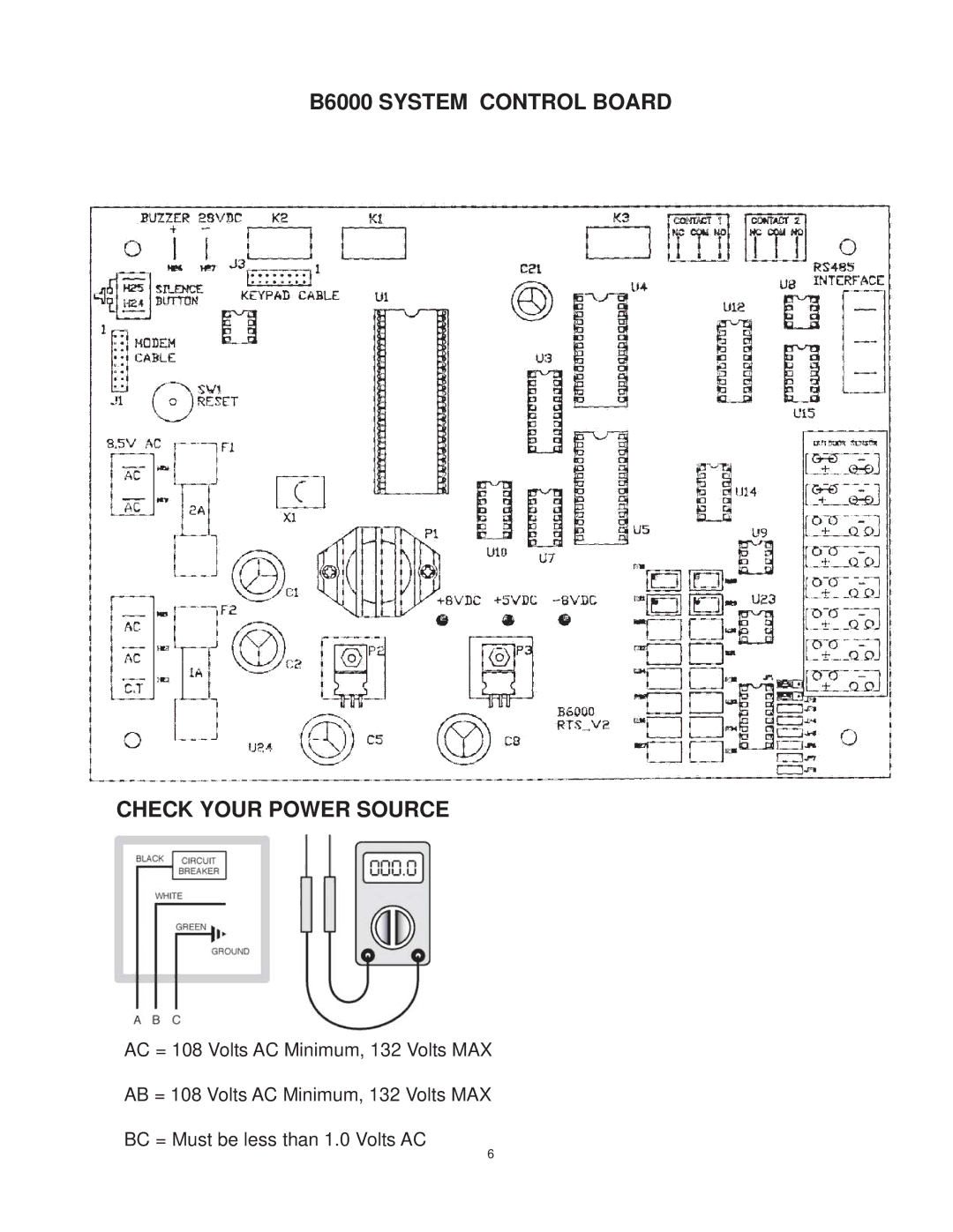 Raypak manual B6000 System Control Board Check Your Power Source 