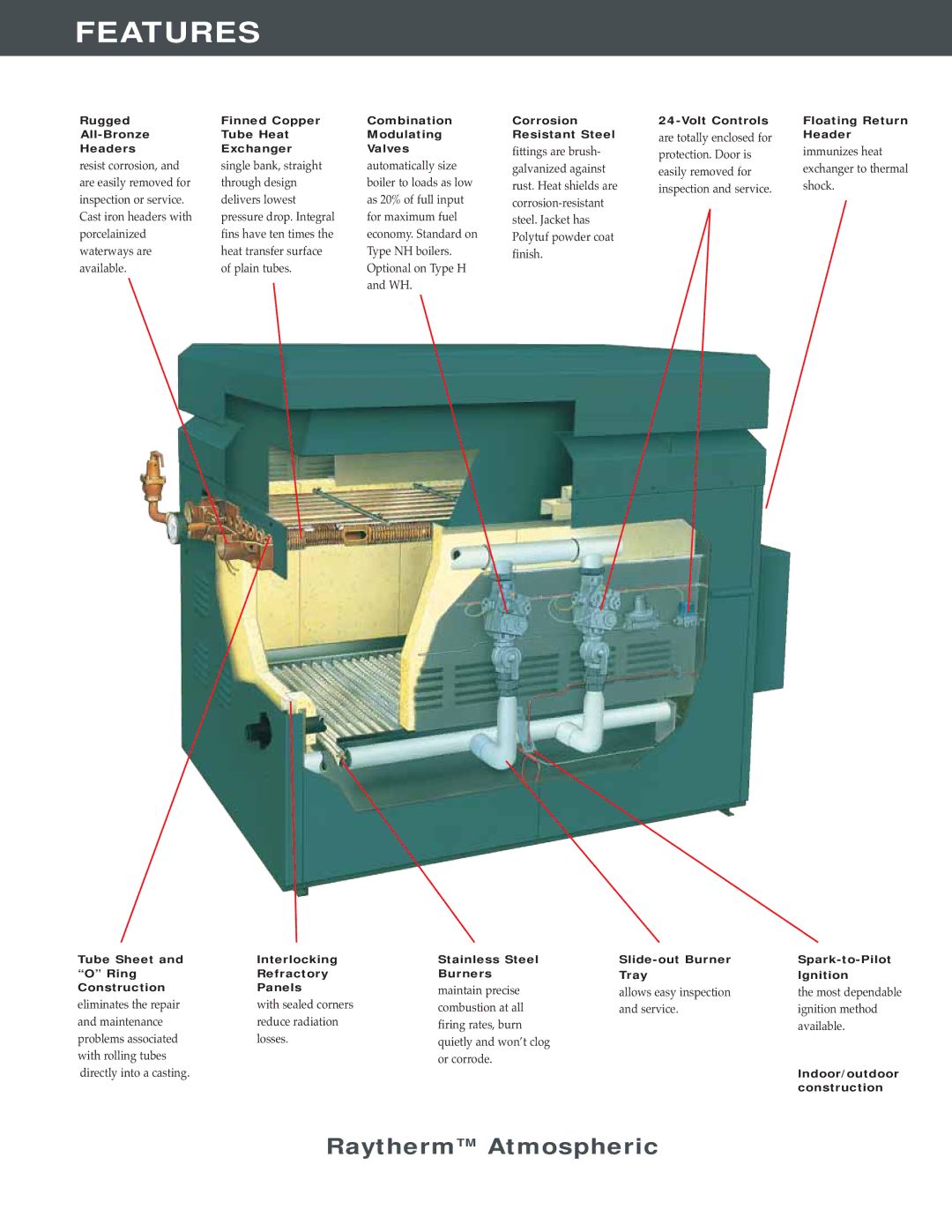 Raypak Commercial Boilers And Water Heater manual Features 