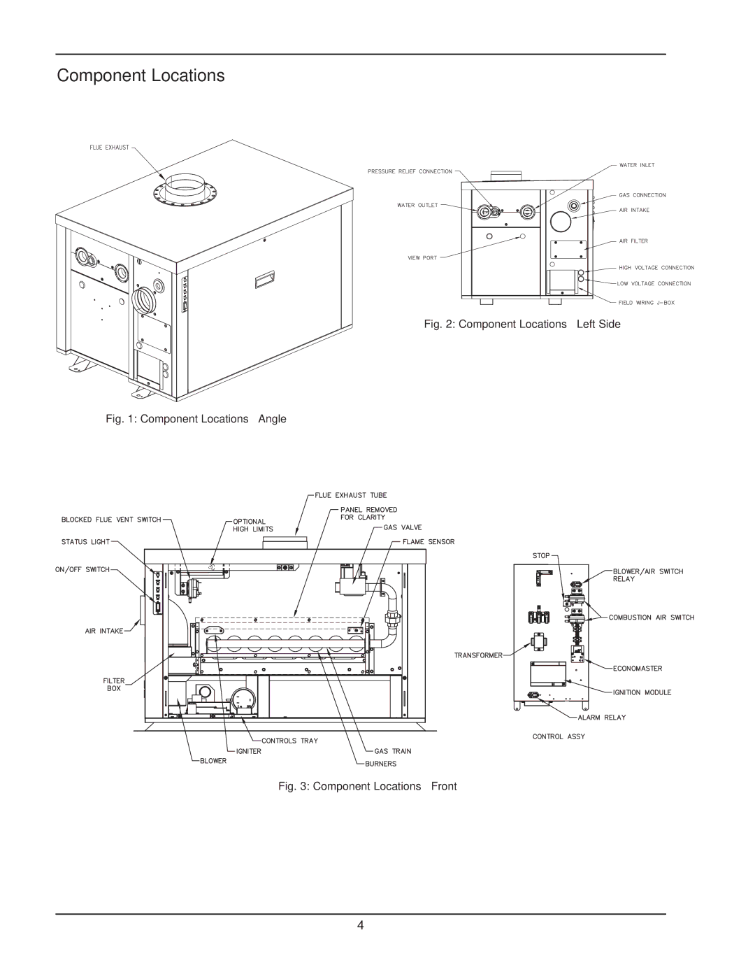 Raypak HD401, HD101 manual Component Locations Left Side 