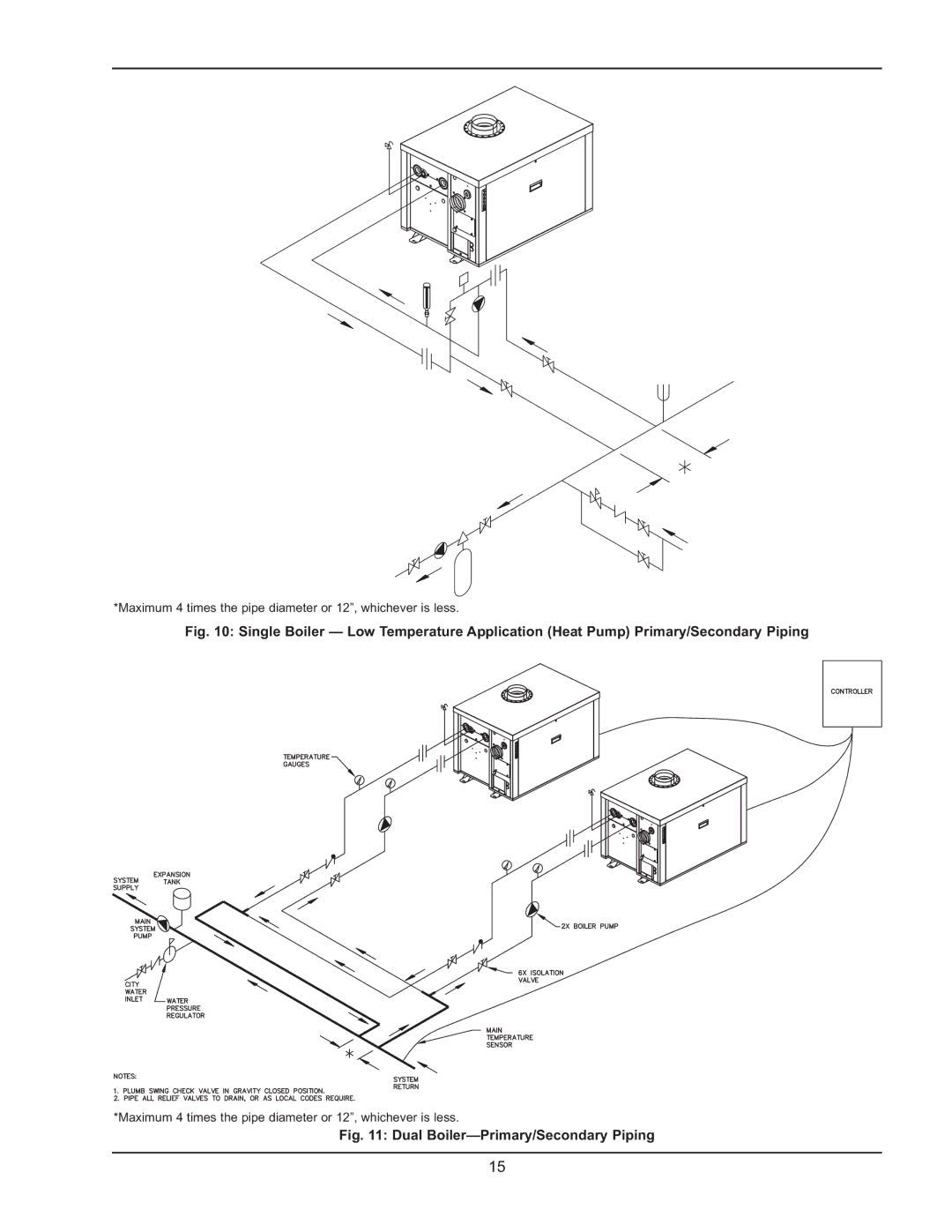 Raypak HD101, HD401 manual Dual Boiler-Primary/Secondary Piping 