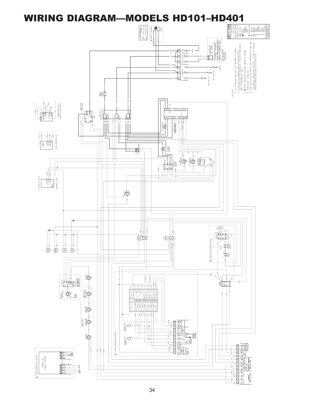 Raypak manual Wiring DIAGRAM-MODELS HD101-HD401 