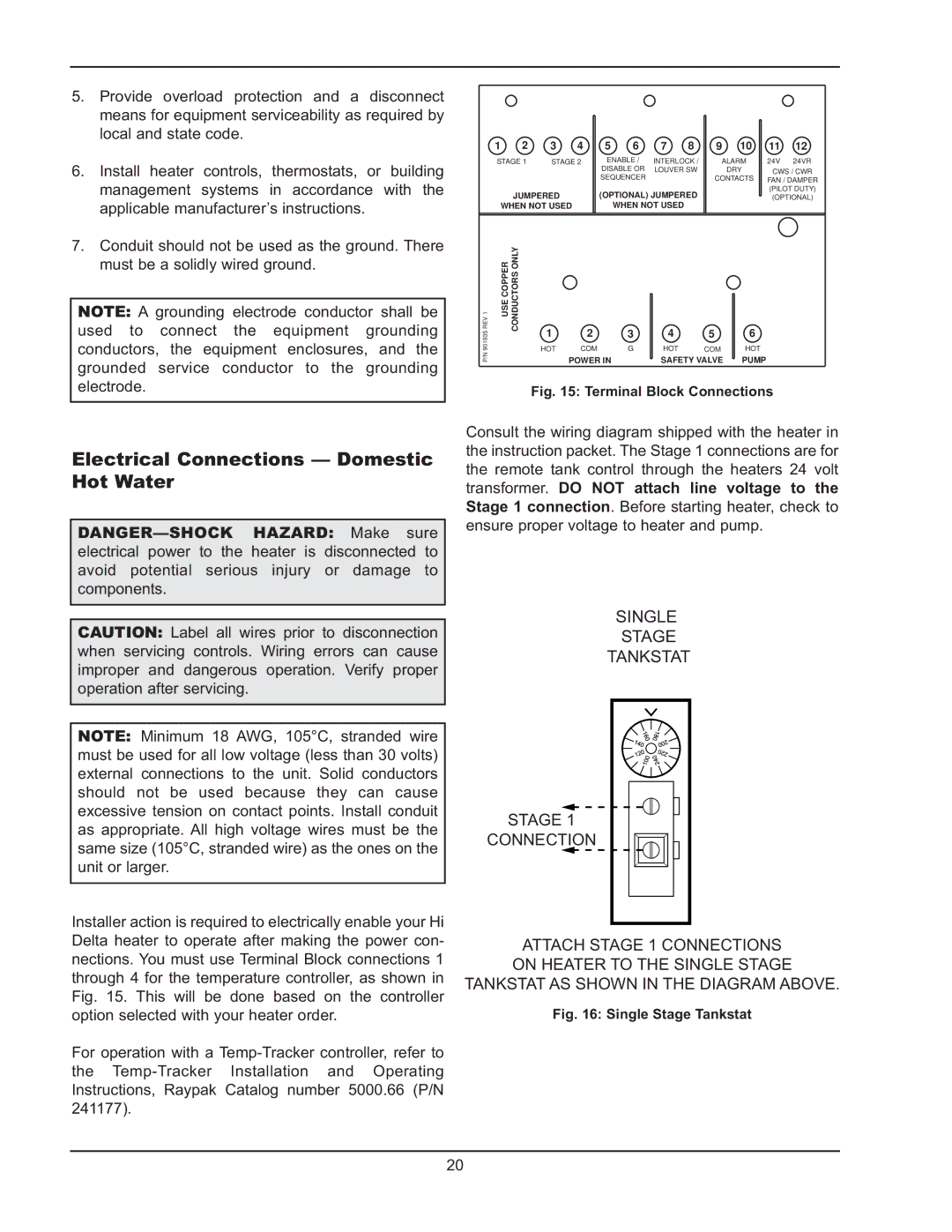 Raypak HD401, HD101 Electrical Connections Domestic Hot Water, Conduit should not be used as the ground. There 