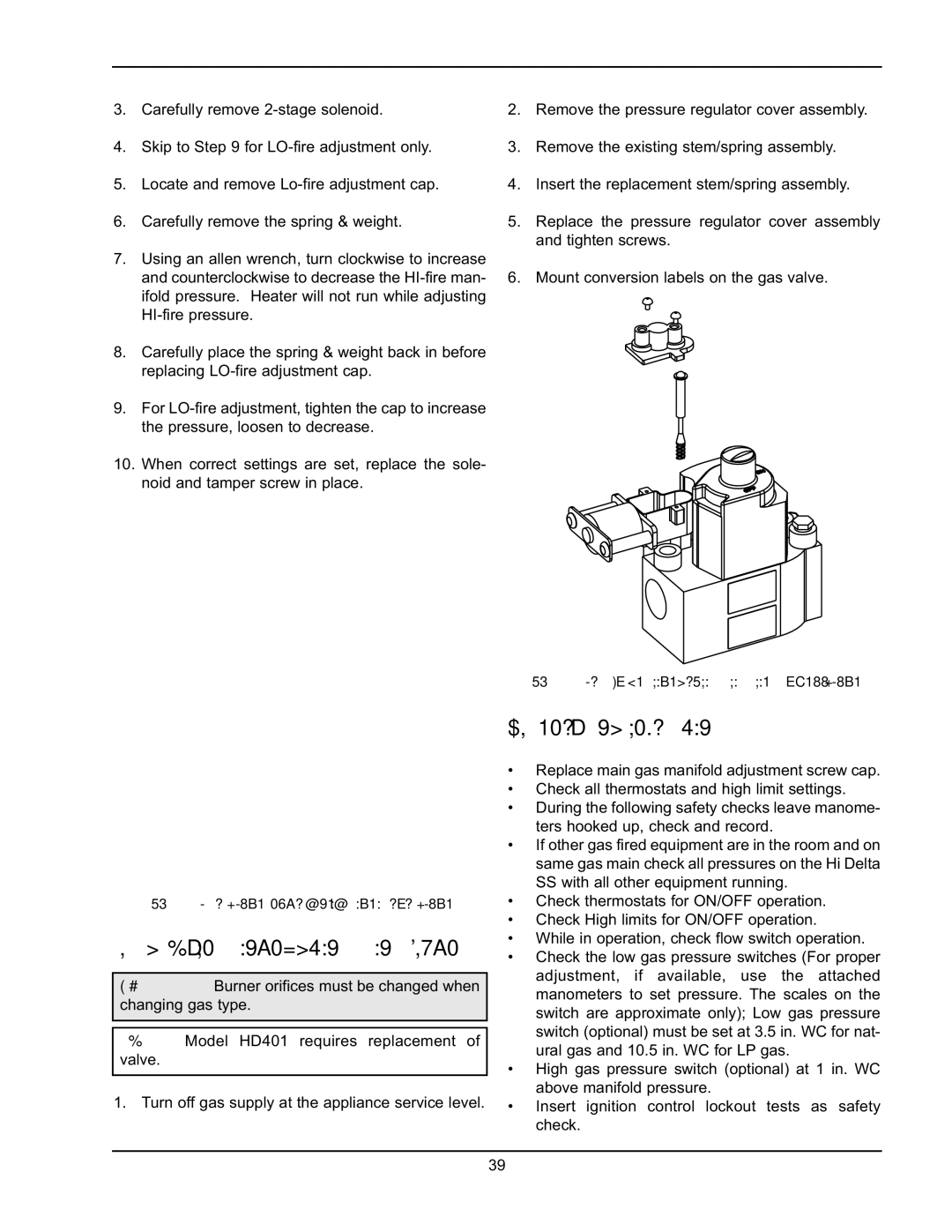 Raypak HD101, HD401 operating instructions Gas Type Conversion on Valve, Safety Inspection 