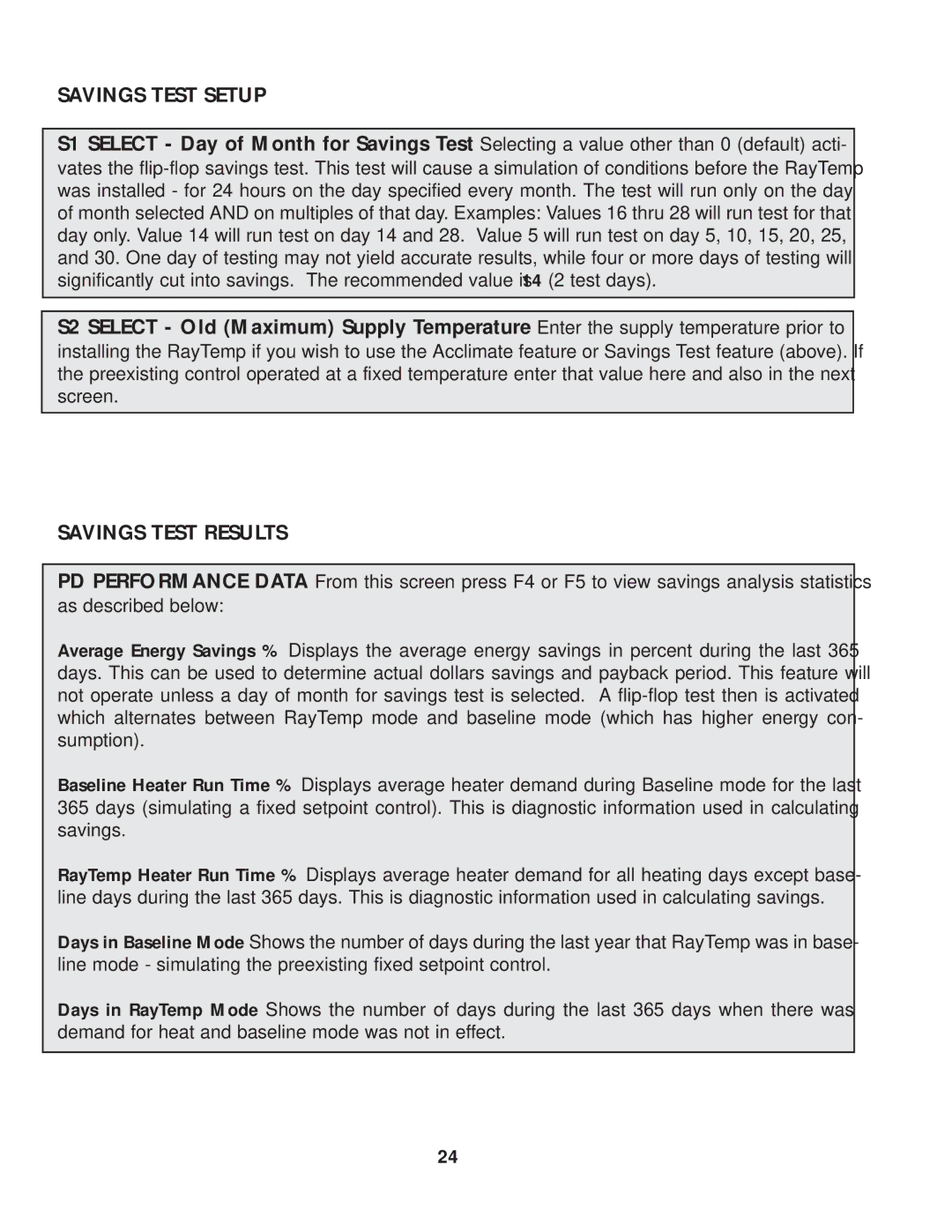 Raypak Hot Water Energy Management Control manual Savings Test Setup, Savings Test Results 