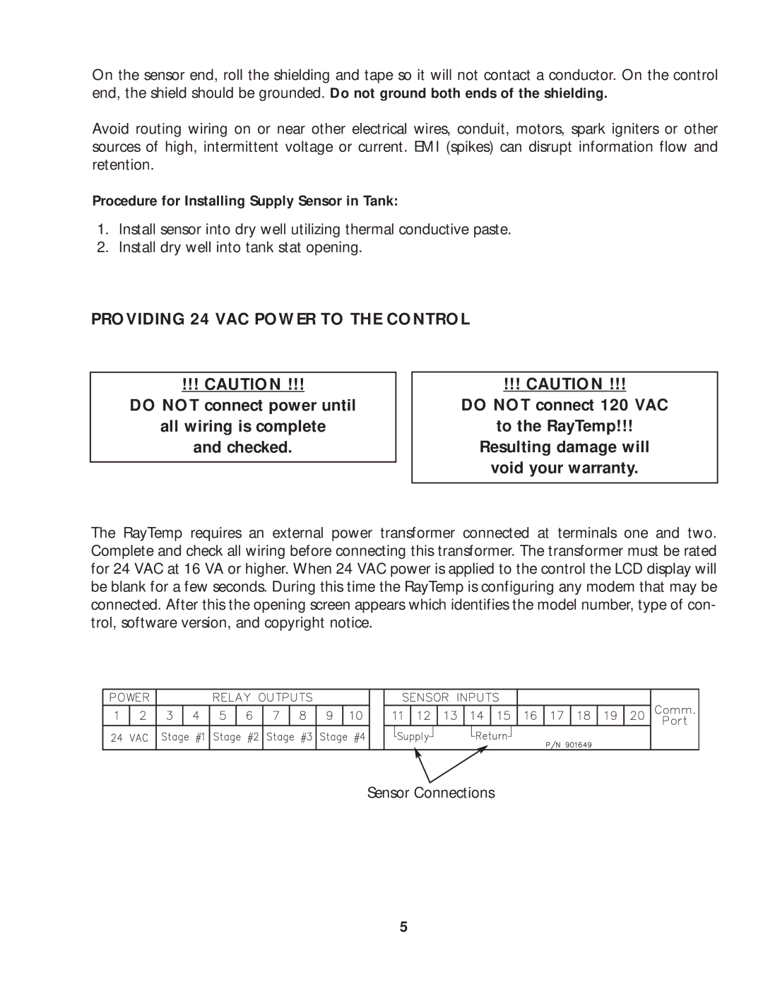 Raypak Hot Water Energy Management Control manual Providing 24 VAC Power to the Control 