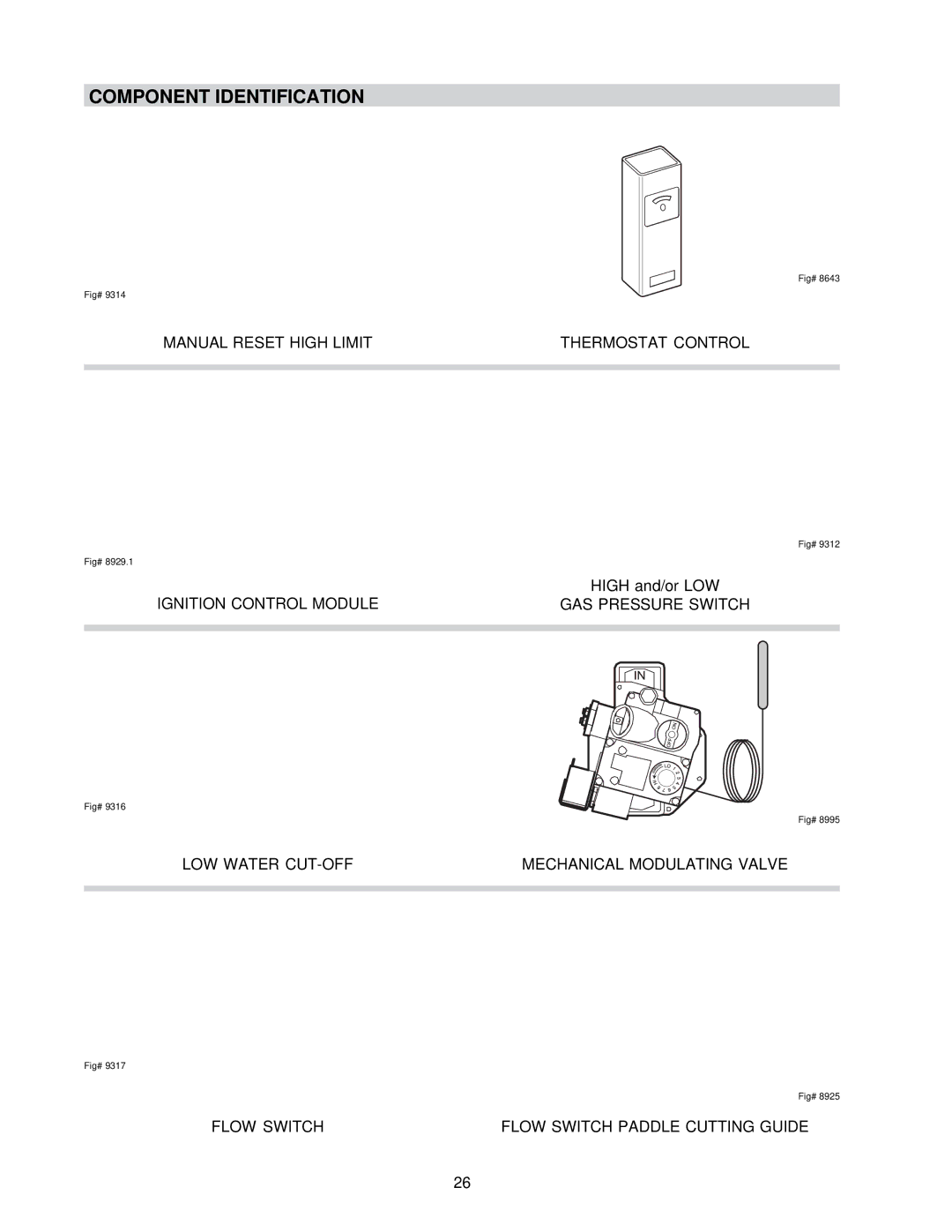 Raypak NH, 0133-4001 WH manual Component Identification 