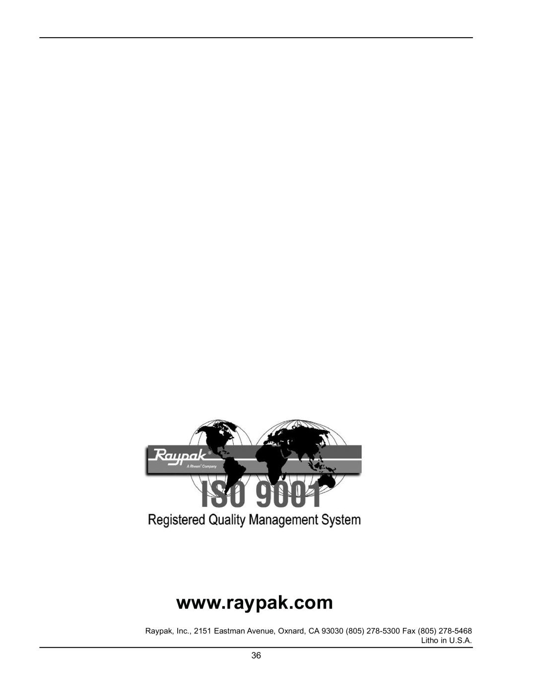 Raypak P-1826, P-4001, P-926, P-2100 manual 