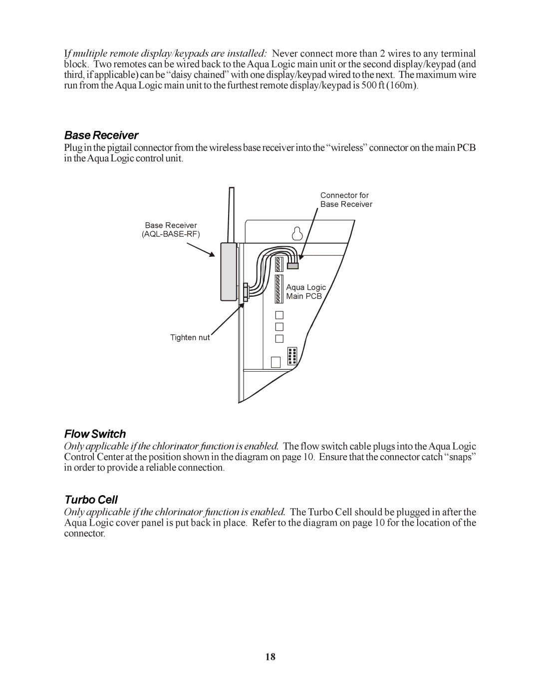 Raypak PS-4 PS-8 installation manual Base Receiver, Flow Switch, Turbo Cell 