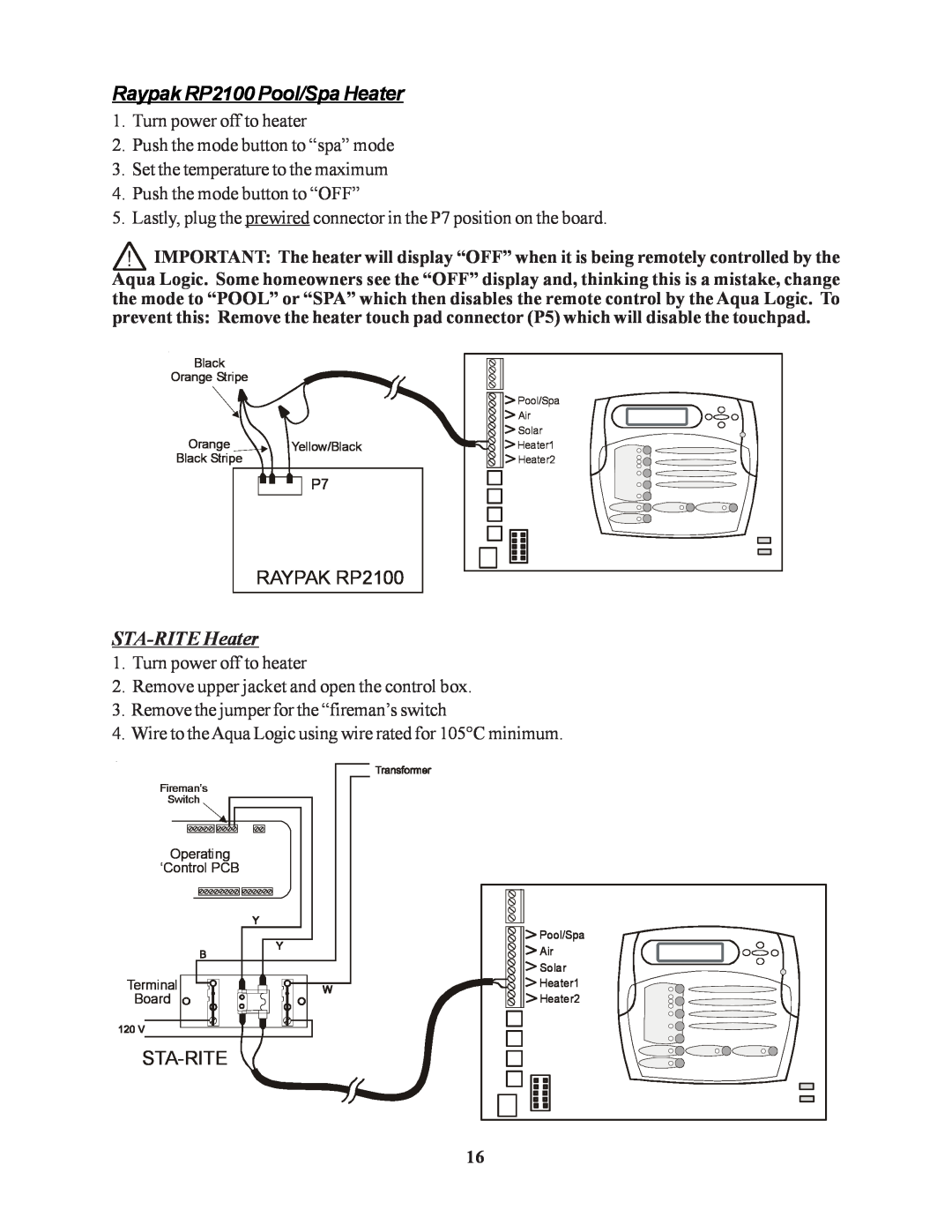 Raypak PS-4 PS-8 installation manual Raypak RP2100 Pool/Spa Heater, STA-RITEHeater, RAYPAK RP2100, Sta-Rite 