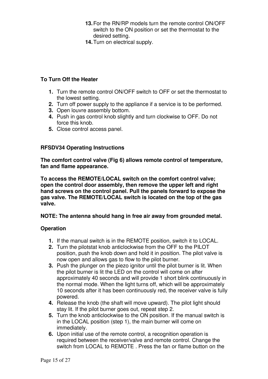 Raypak RFSDV34RFPAU, RFSDV34RFNAU manual To Turn Off the Heater 