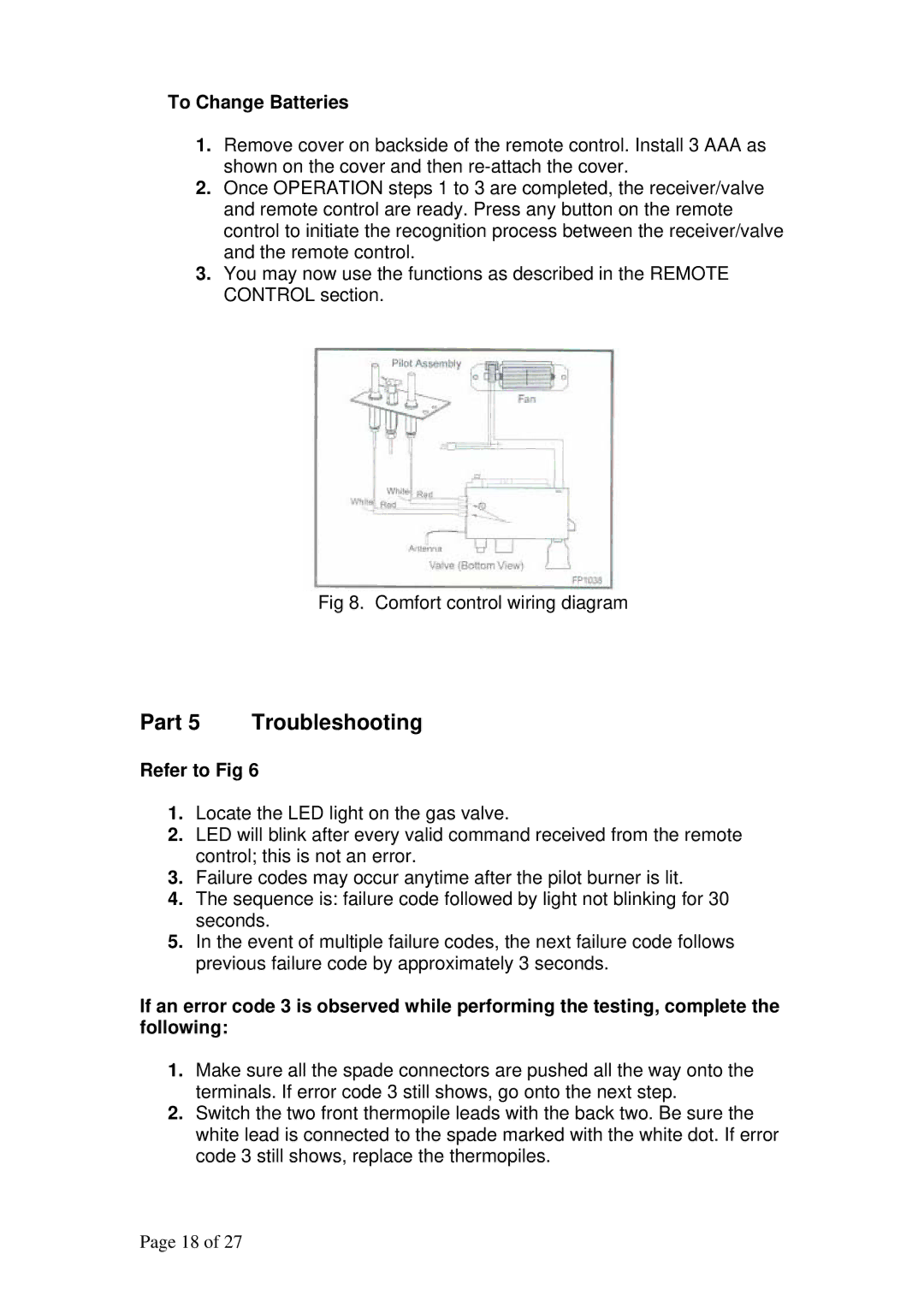 Raypak RFSDV34RFNAU, RFSDV34RFPAU manual Part 5 Troubleshooting, To Change Batteries 