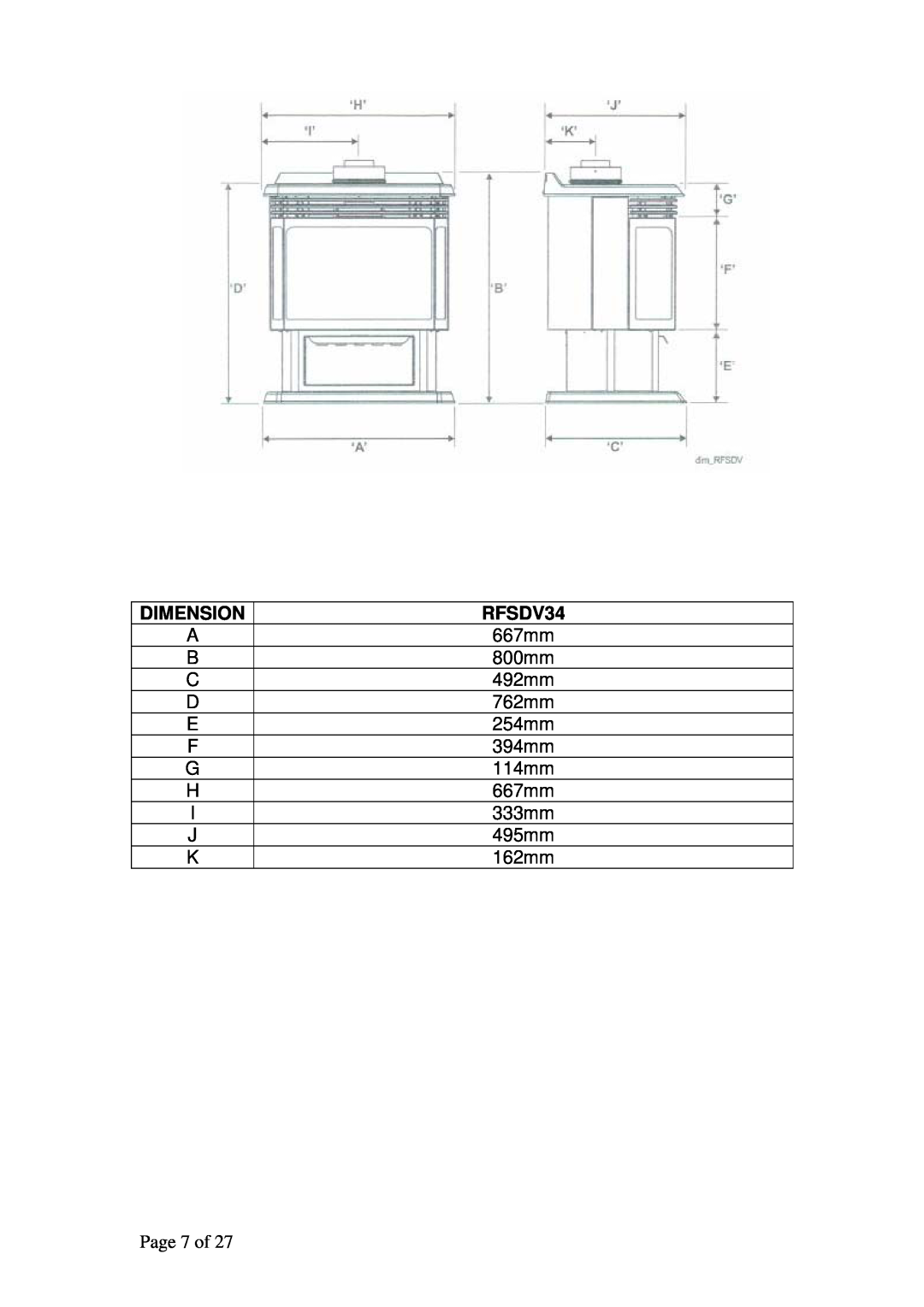 Raypak RFSDV34RFPAU, RFSDV34RFNAU manual Dimension, Page 7 of 
