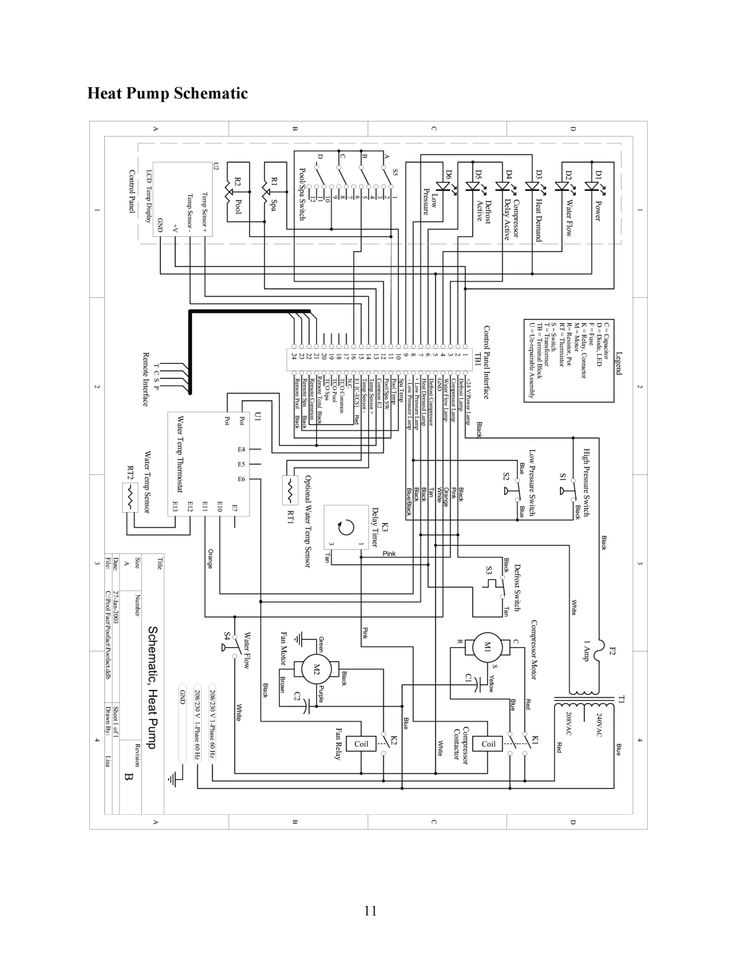 Raypak RHP160, RHP115, RHP100 installation manual Heat Pump Schematic, Schematic, Heat Pump 