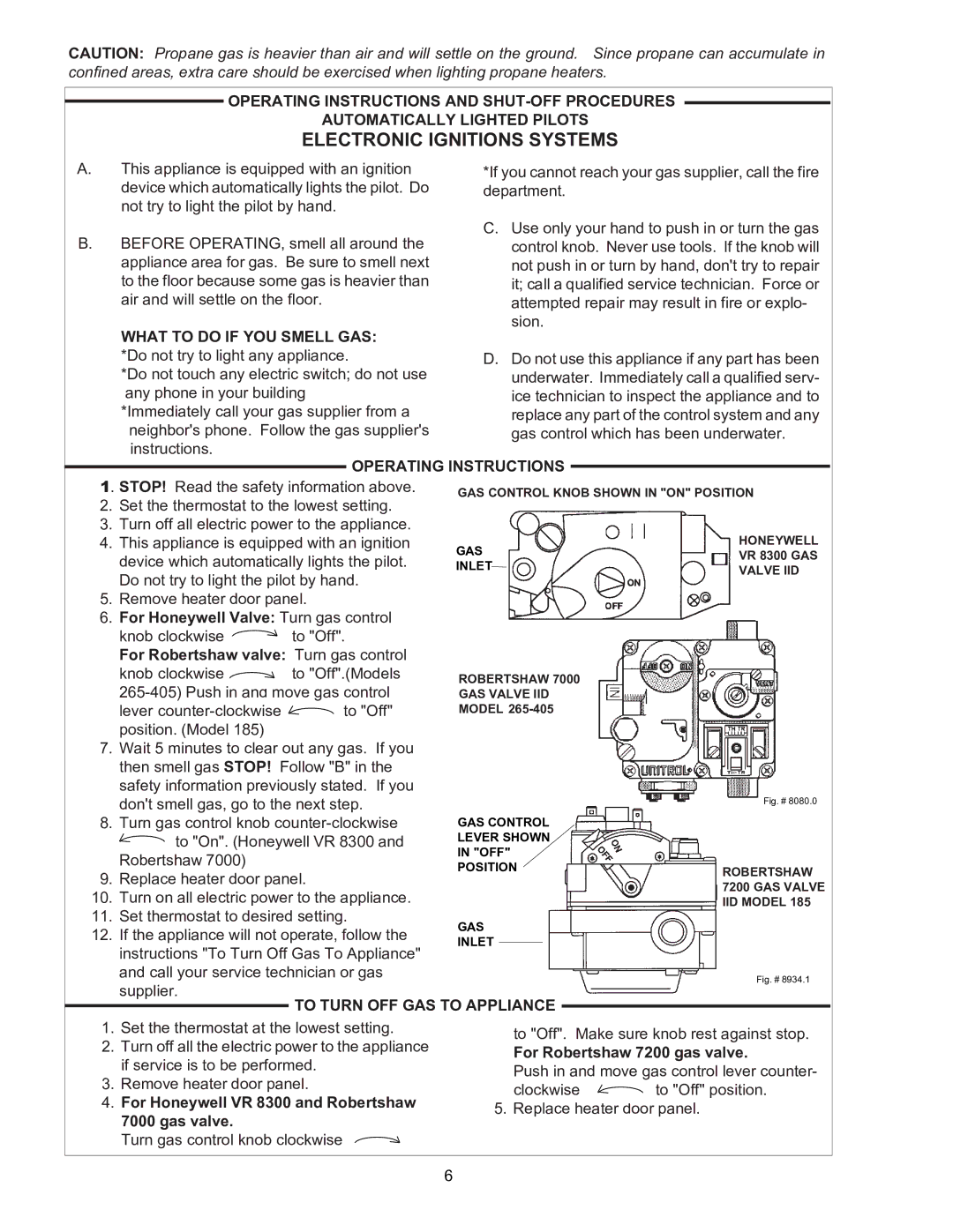 Raypak RP2100 operating instructions Electronic Ignitions Systems, What to do if YOU Smell GAS, Operating Instructions 