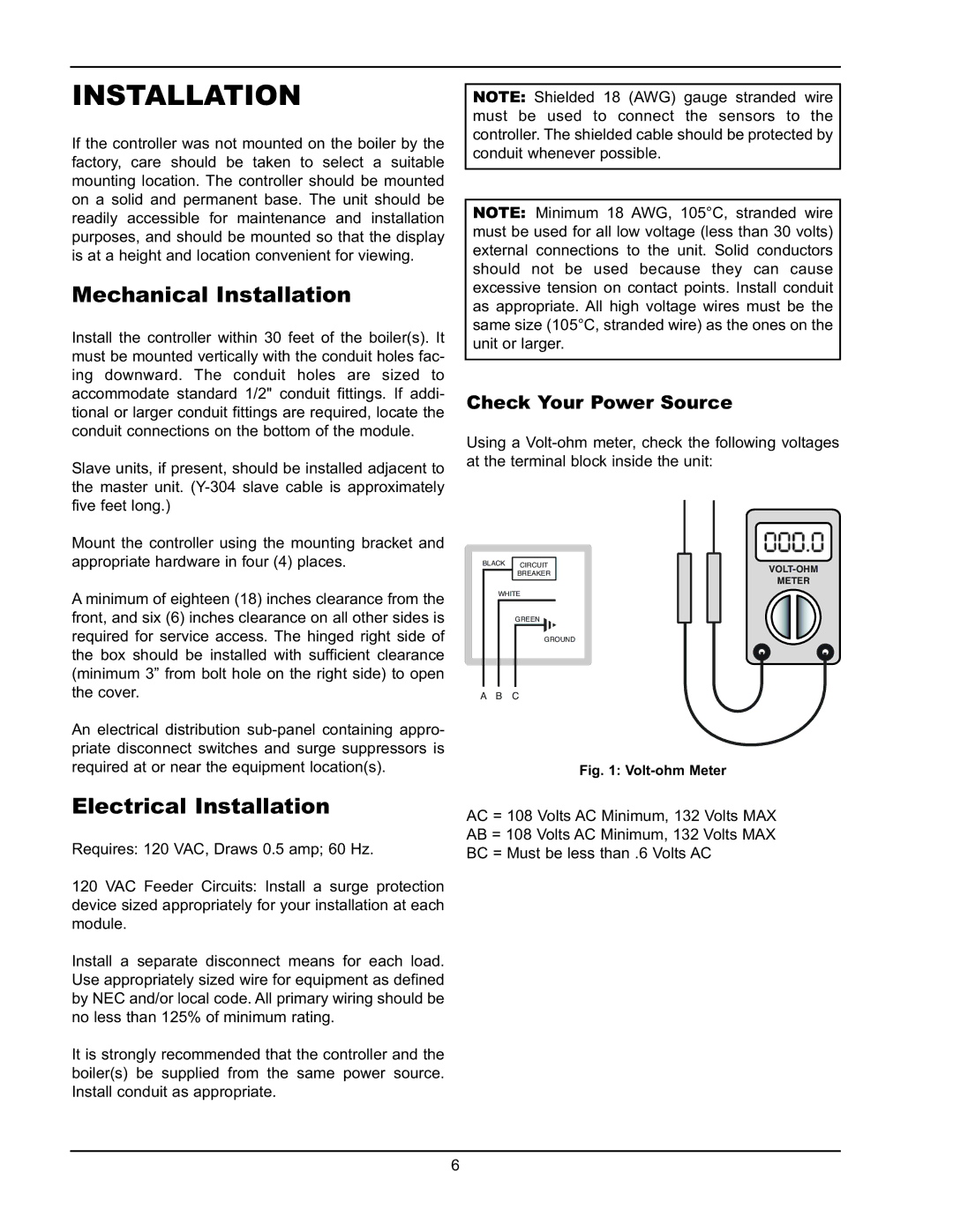 Raypak Y-200 manual Mechanical Installation, Electrical Installation, Check Your Power Source 