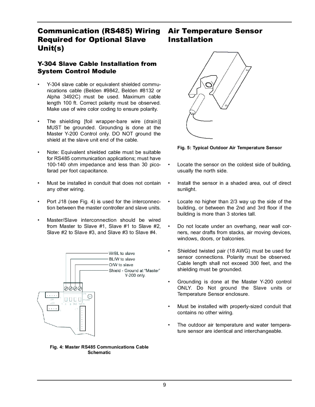 Raypak Y-200 manual Air Temperature Sensor Installation, Slave Cable Installation from System Control Module 