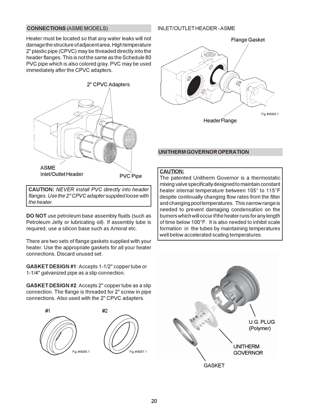 Raypak P-R185B To P-R405B, C-R185B To P-R405B, P-R185BL To P-R405BL, C-R185BL To C-R405BL, RP2100 Connections Asme Models 