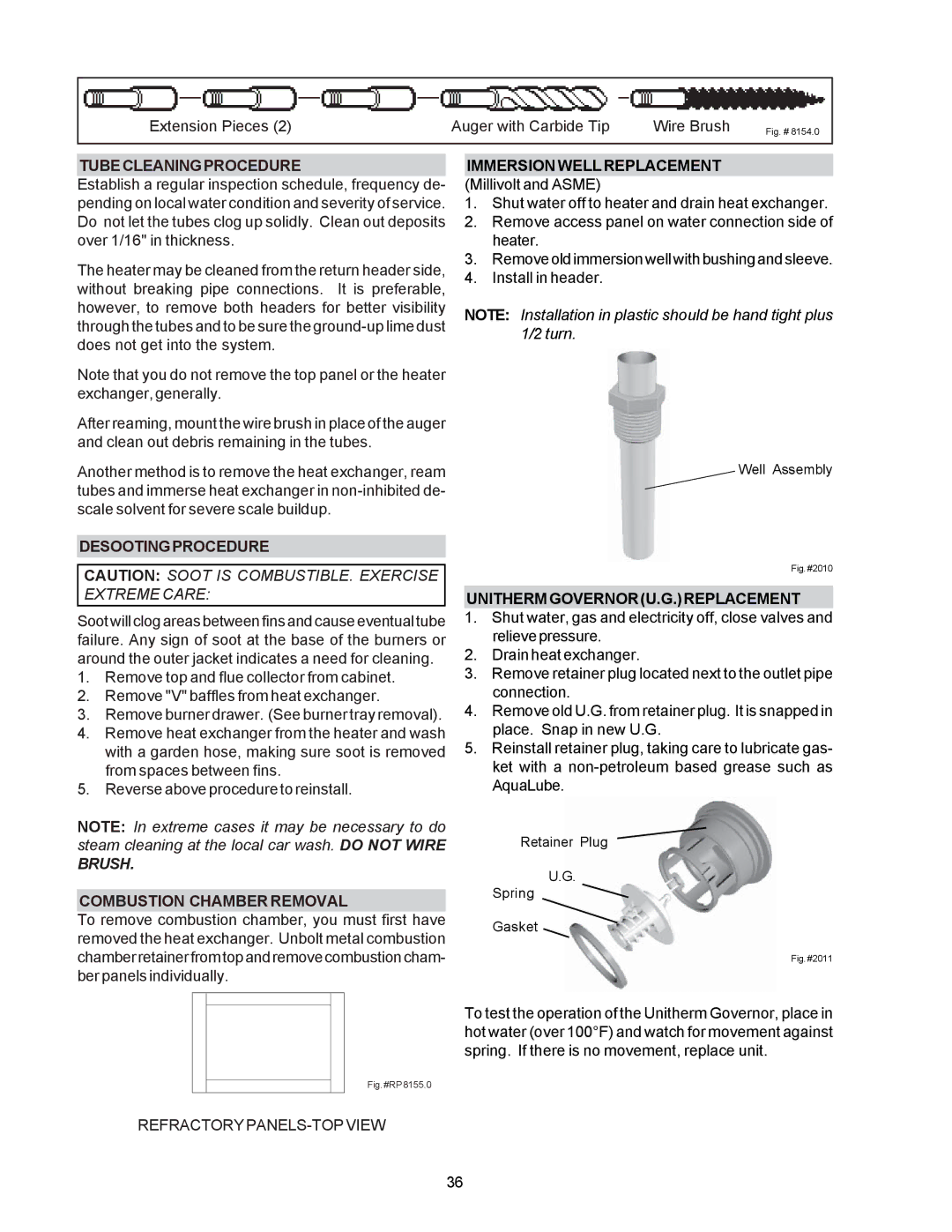 Raypak P-R185B To P-R405B, C-R185B To P-R405B, P-R185BL To P-R405BL, C-R185BL To C-R405BL, RP2100 Tubecleaningprocedure 