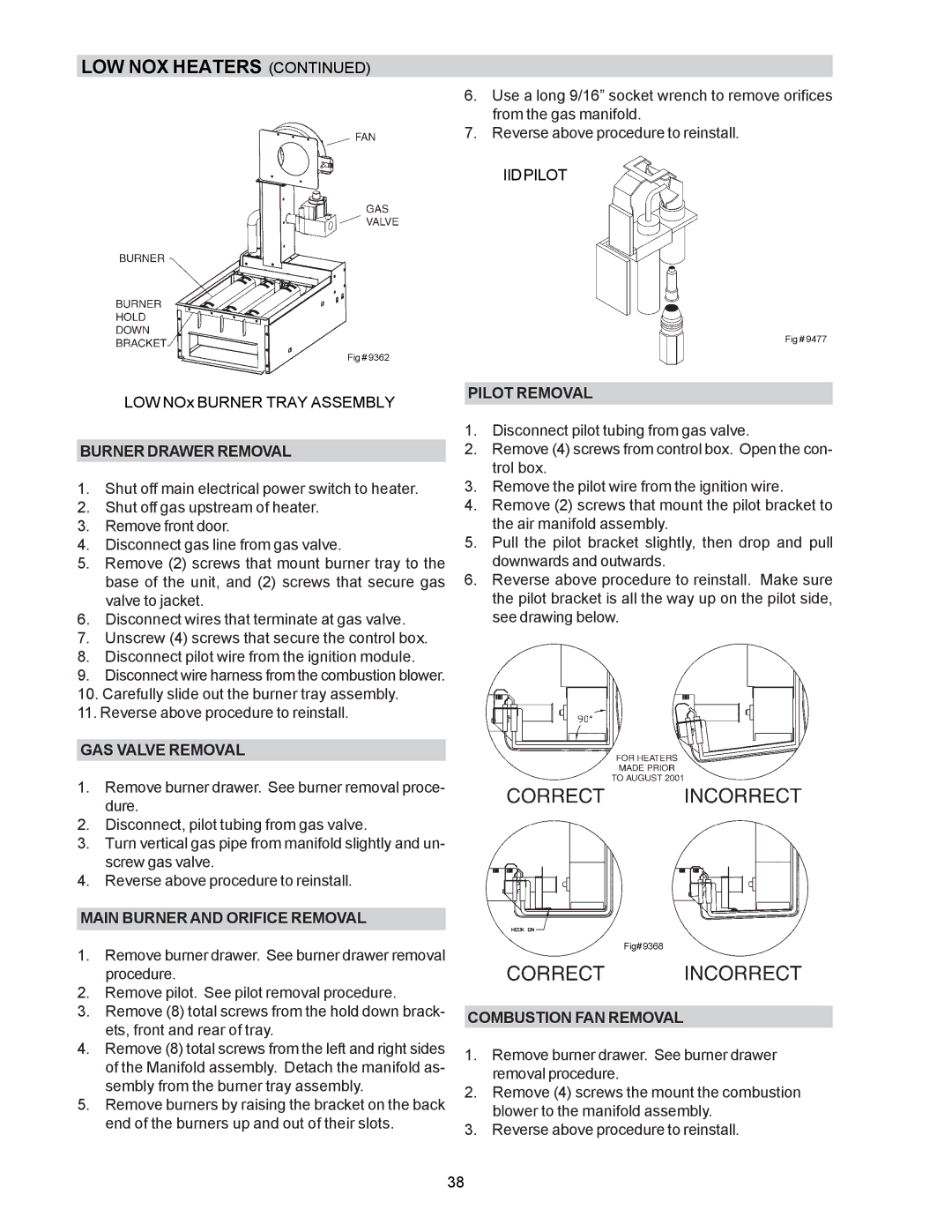 Raypak P-R185B To P-R405B, C-R185B To P-R405B, P-R185BL To P-R405BL, C-R185BL To C-R405BL, RP2100 manual Pilot Removal 