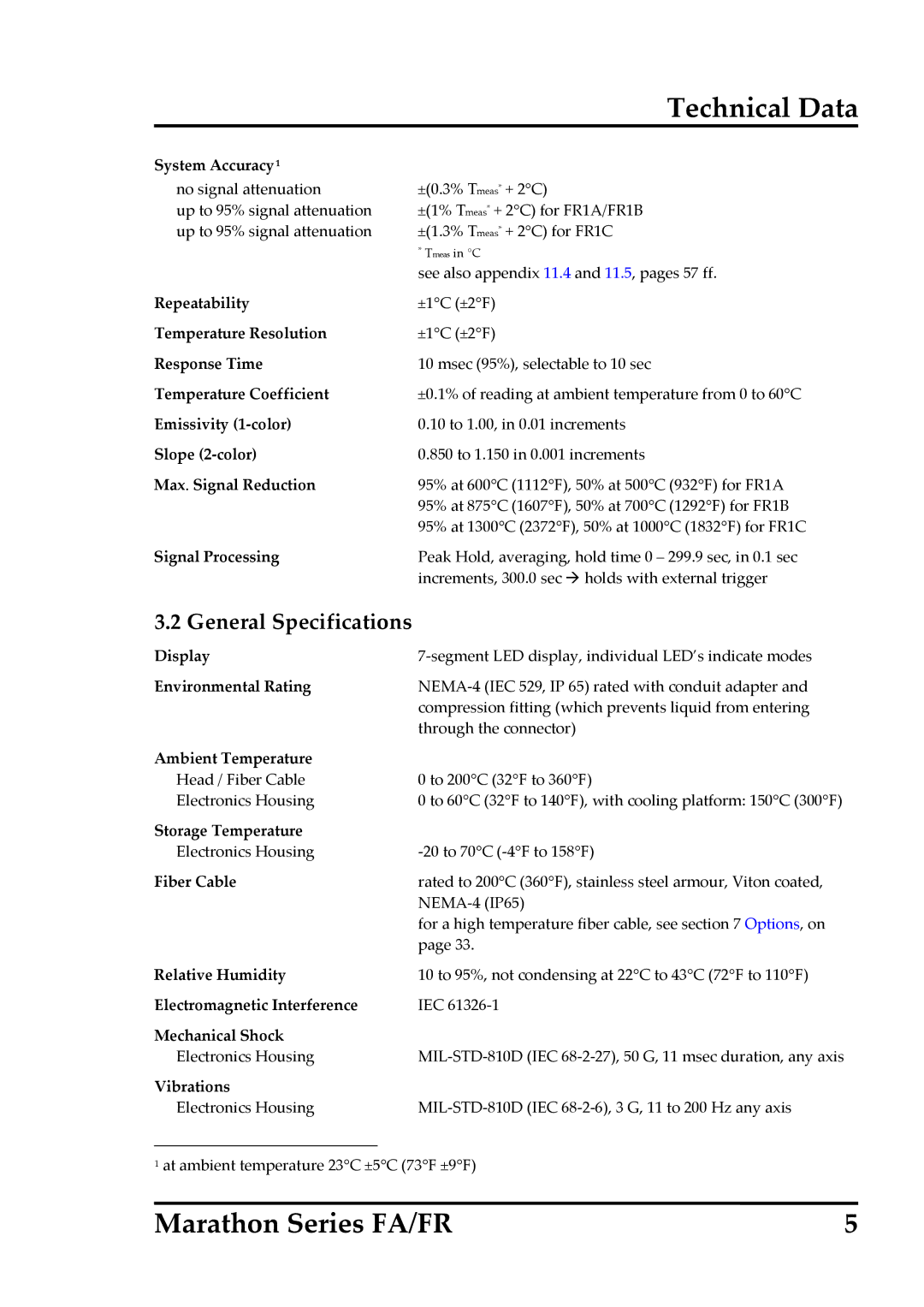 RayTek FA, FR operating instructions General Specifications 