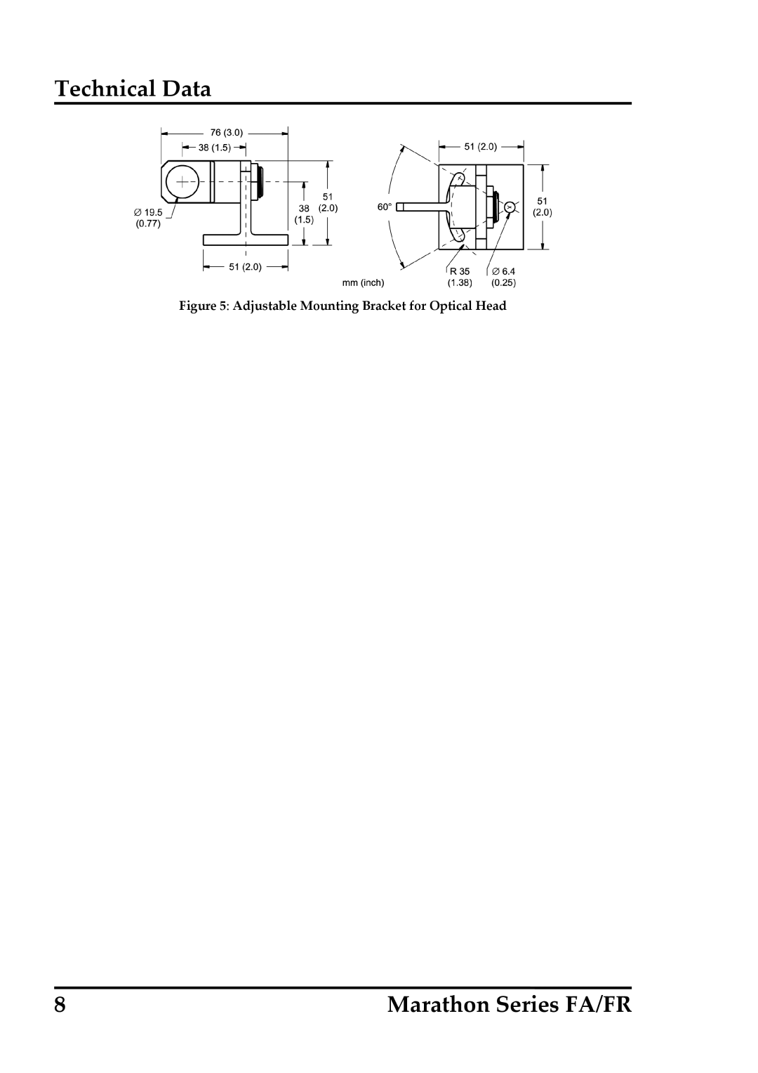 RayTek FR, FA operating instructions Adjustable Mounting Bracket for Optical Head 