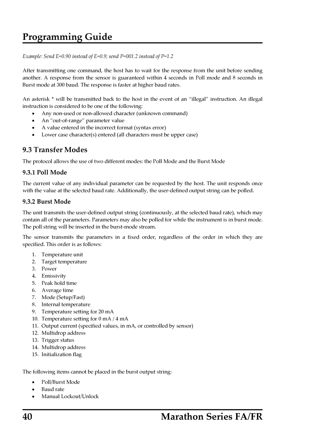 RayTek FR, FA operating instructions Transfer Modes, Poll Mode, Burst Mode 