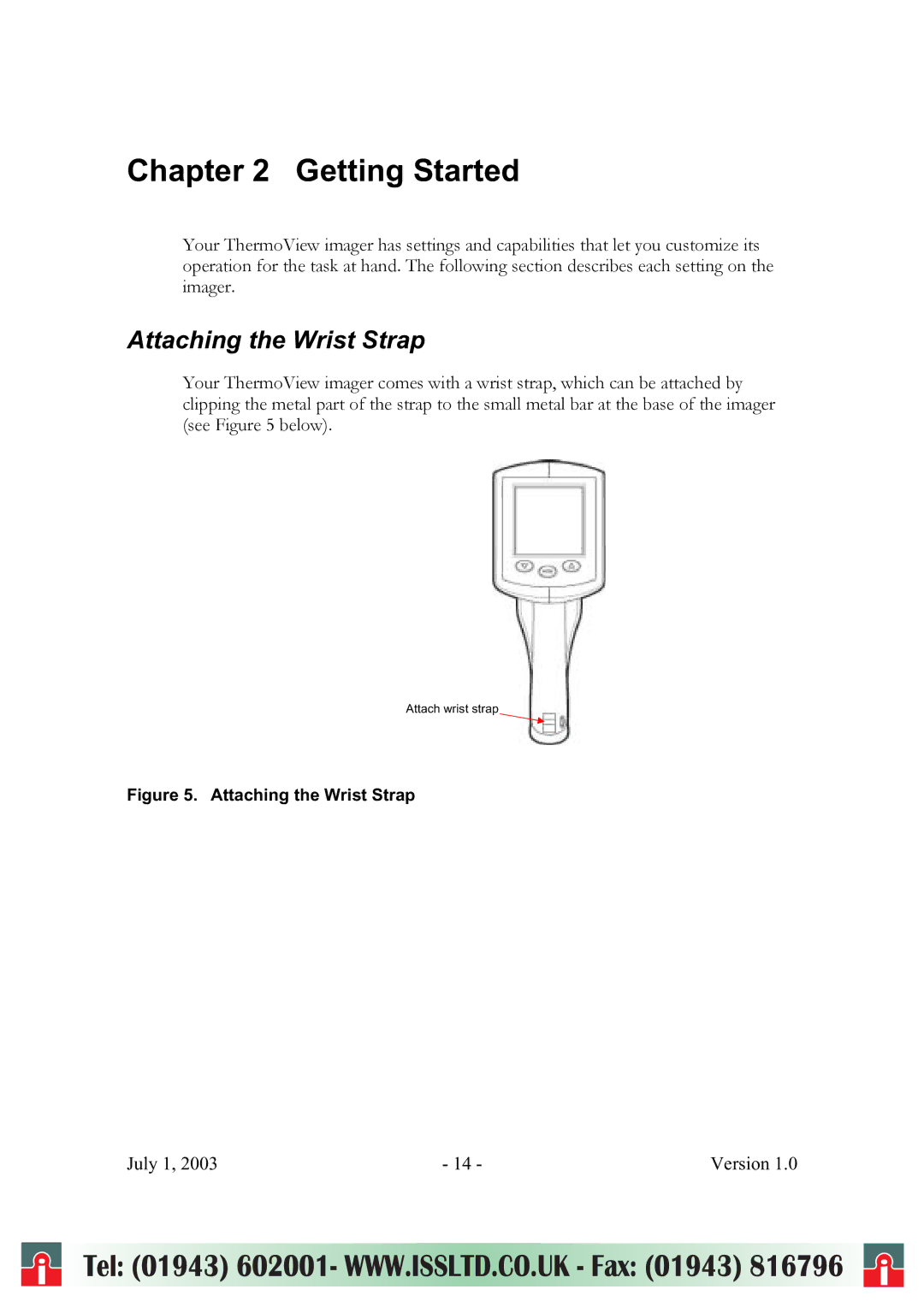 RayTek ThermoView Ti30 user manual Getting Started, Attaching the Wrist Strap 