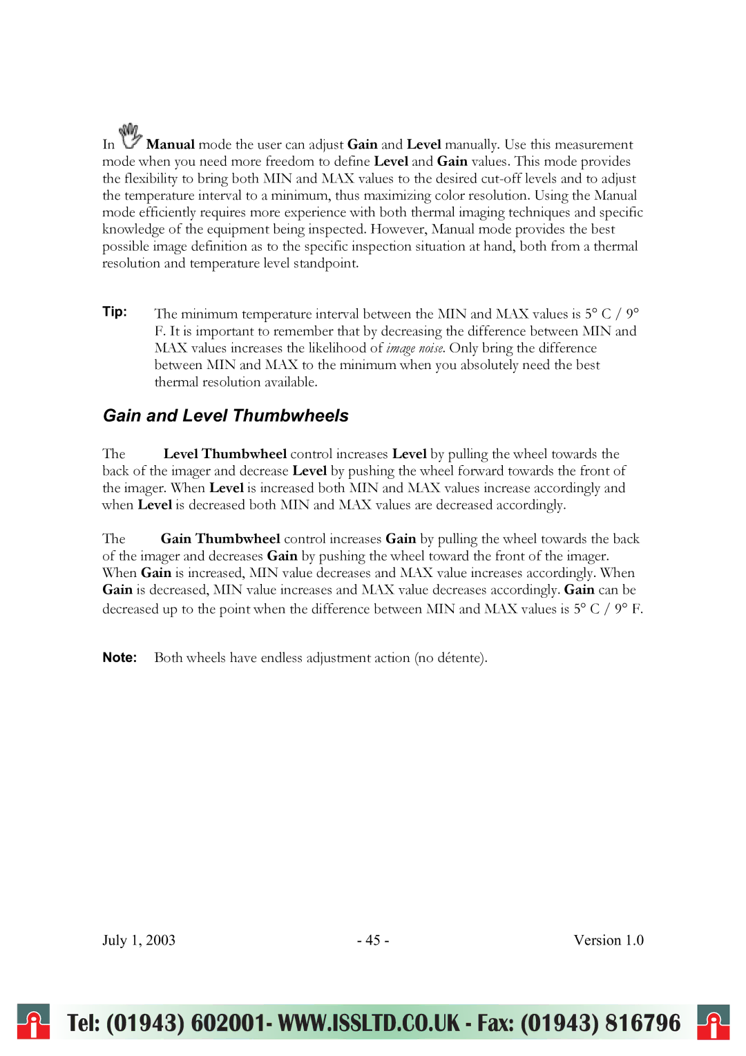 RayTek ThermoView Ti30 user manual Tip 