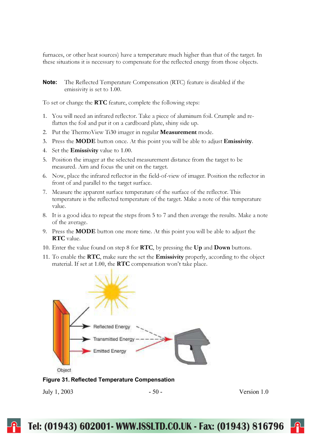 RayTek ThermoView Ti30 user manual Reflected Temperature Compensation 