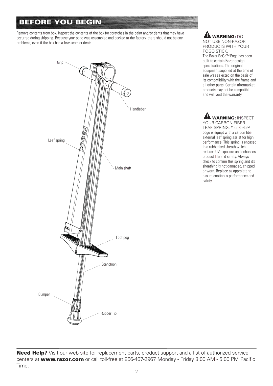 Razor 10067112 owner manual Before YOU Begin 