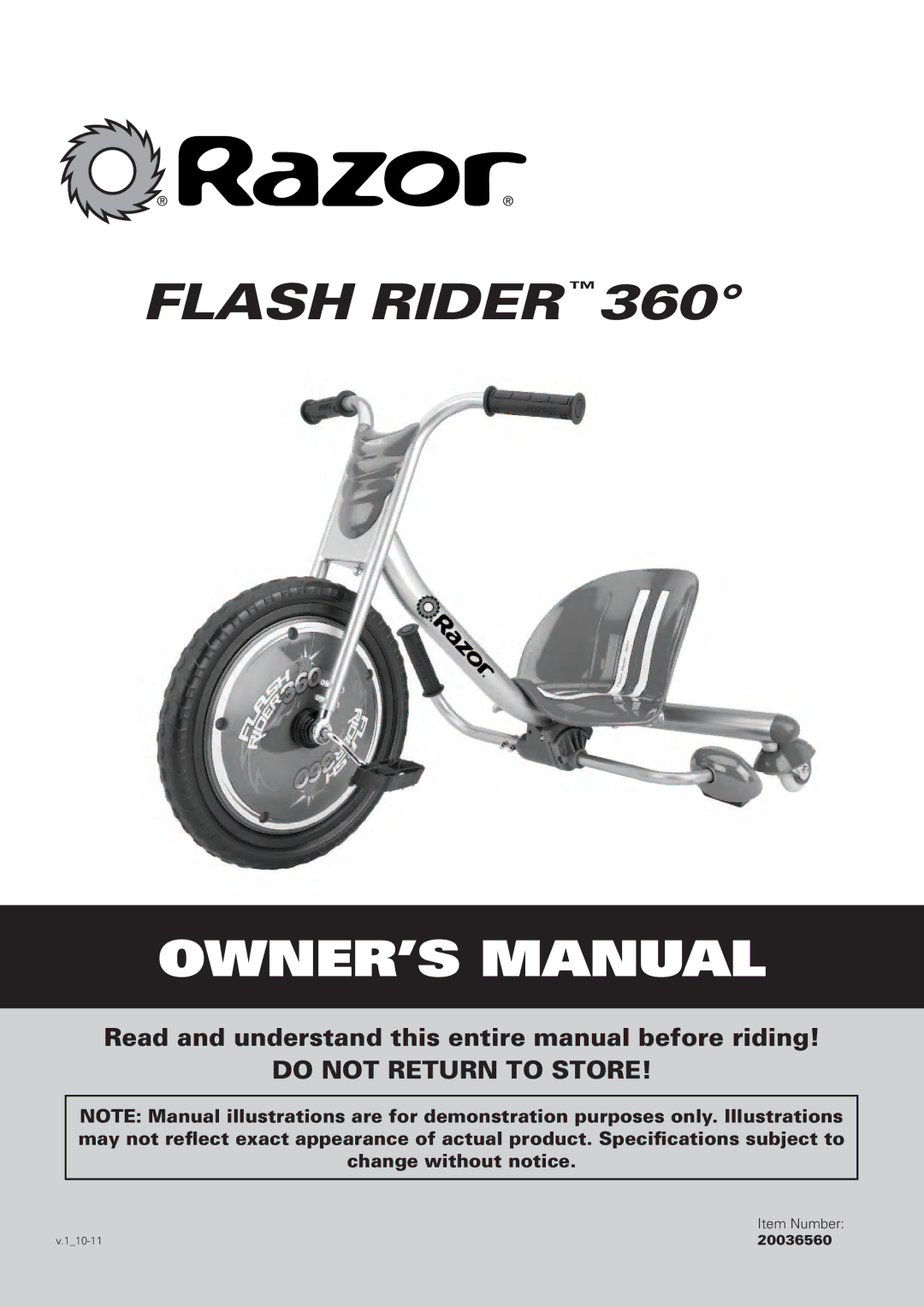 Razor 20036560 owner manual Flash RideR 