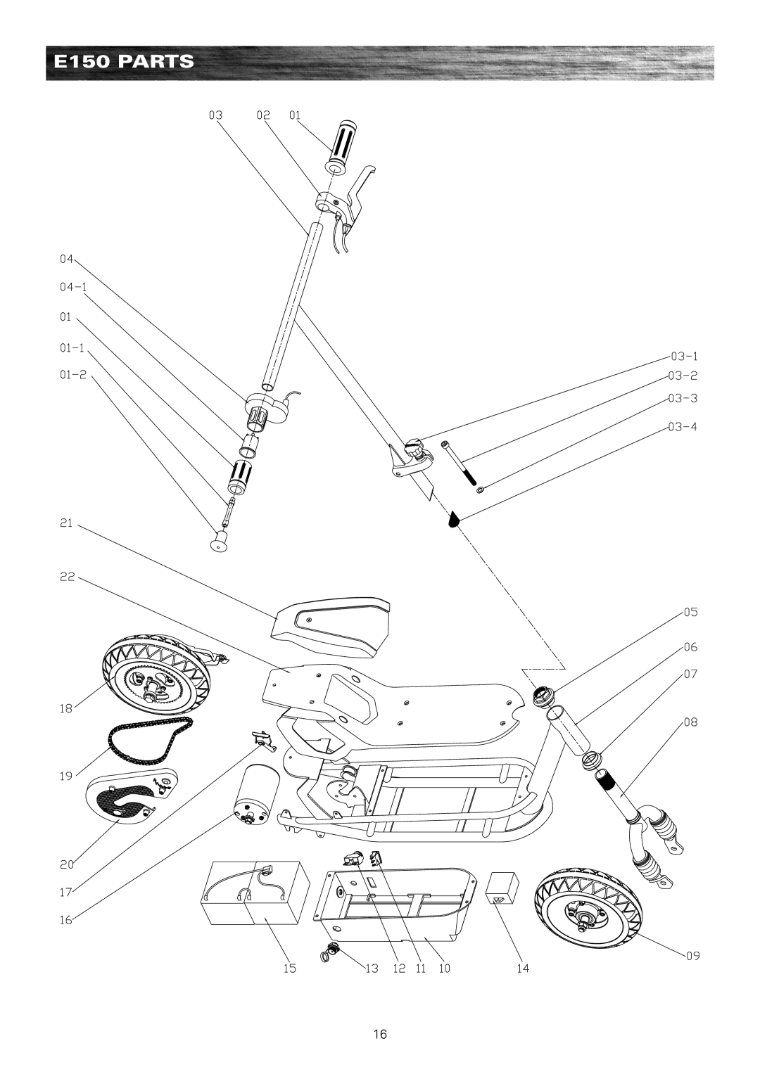 Razor E300, E100, E325S 13116390, E200 owner manual E150 parts 