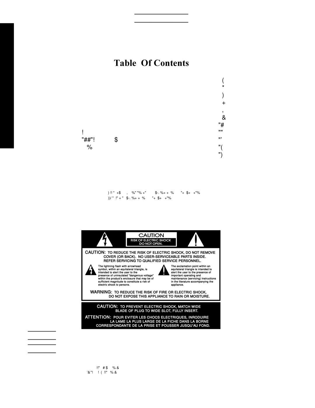 RBH Sound 1001RB/210, 1001RB/115 manual Table Of Contents 