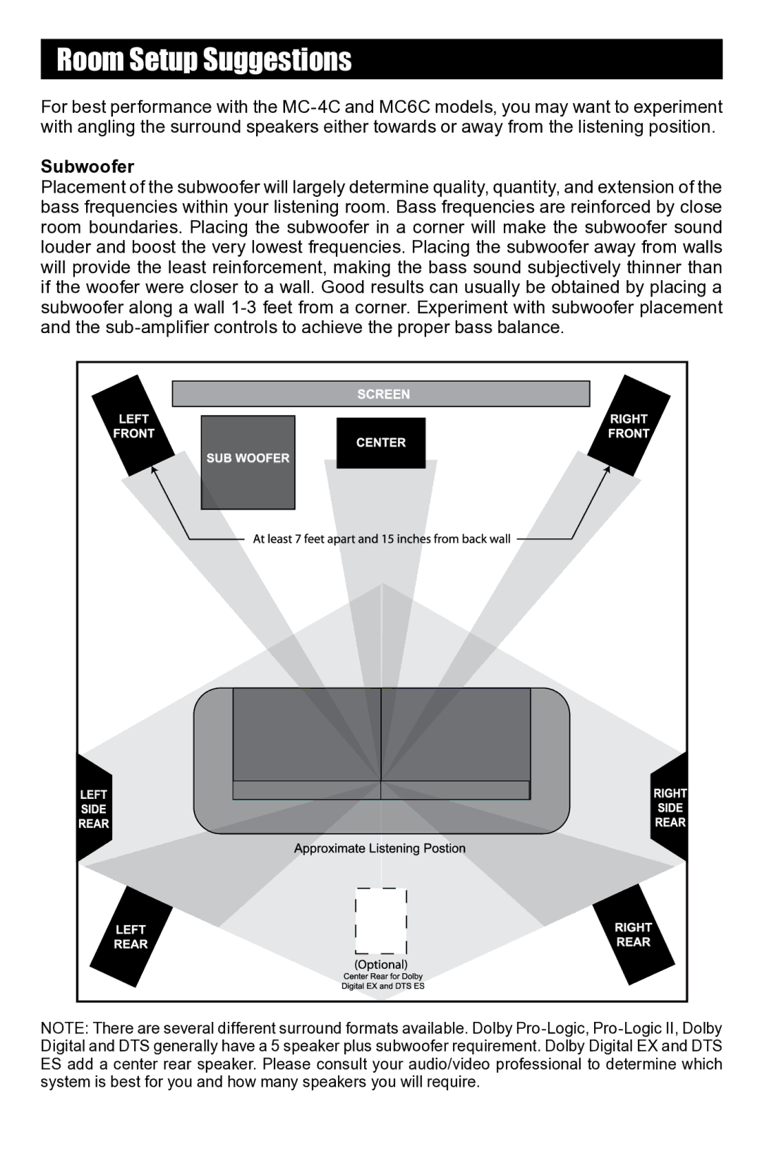 RBH Sound MC SERIES owner manual Subwoofer 