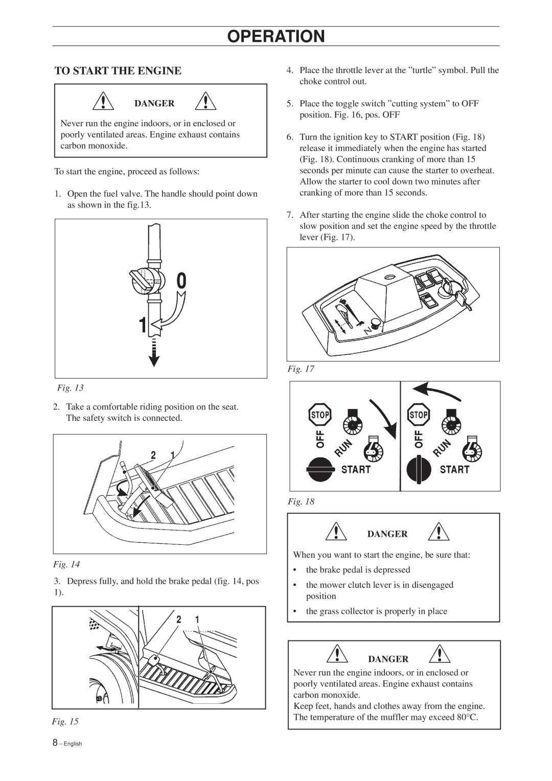 RBH Sound RBH 180 manual To Start the Engine 