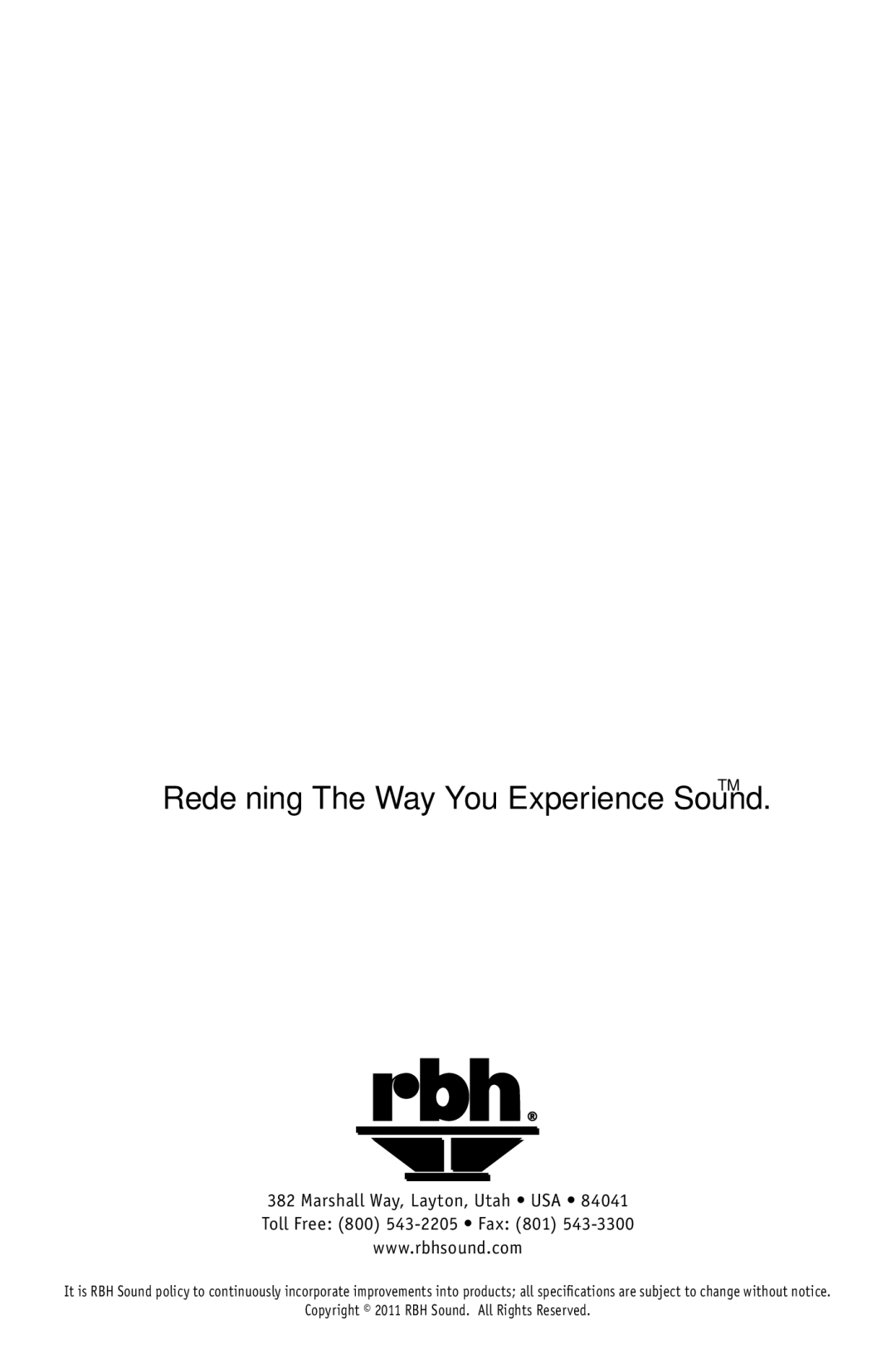 RBH Sound S-12, S-10 owner manual Redefining The Way You Experience Sound.TM 