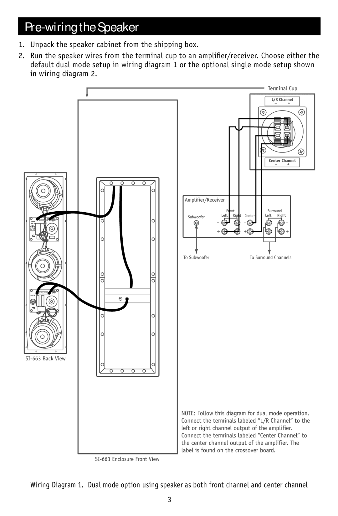 RBH Sound SI-663 owner manual Pre-wiring the Speaker 