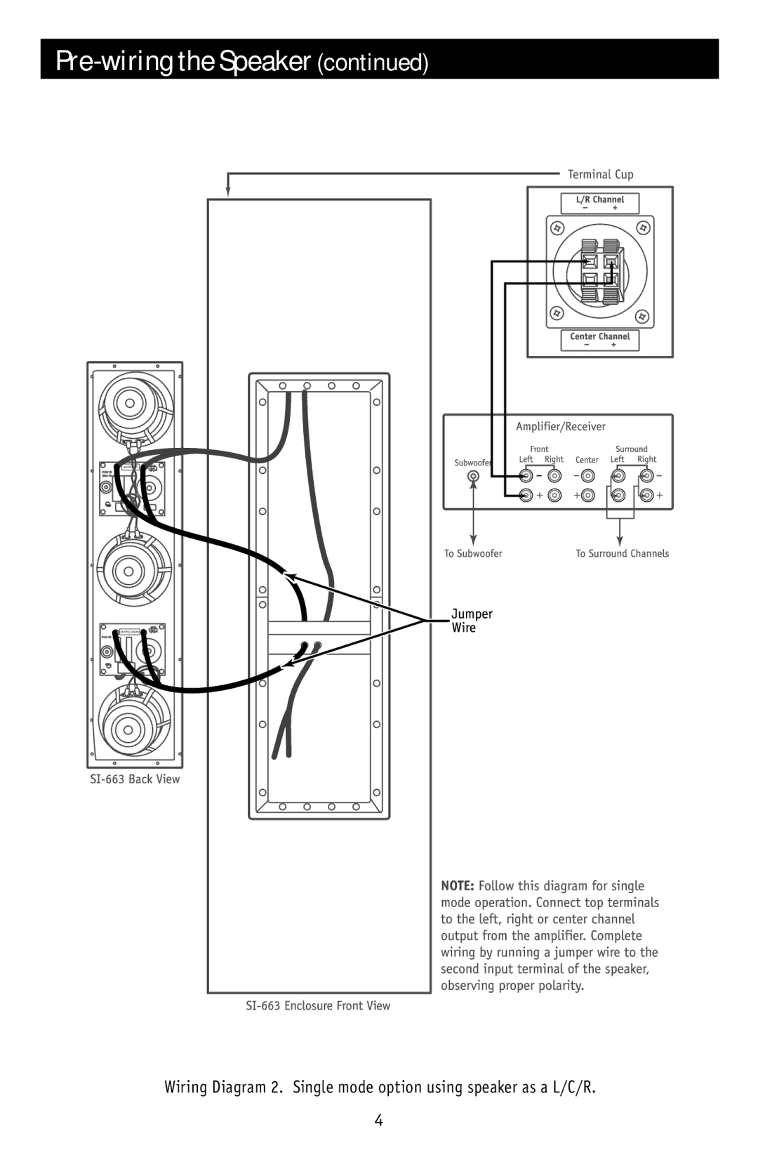 RBH Sound SI-663 owner manual Pre-wiring the Speaker 