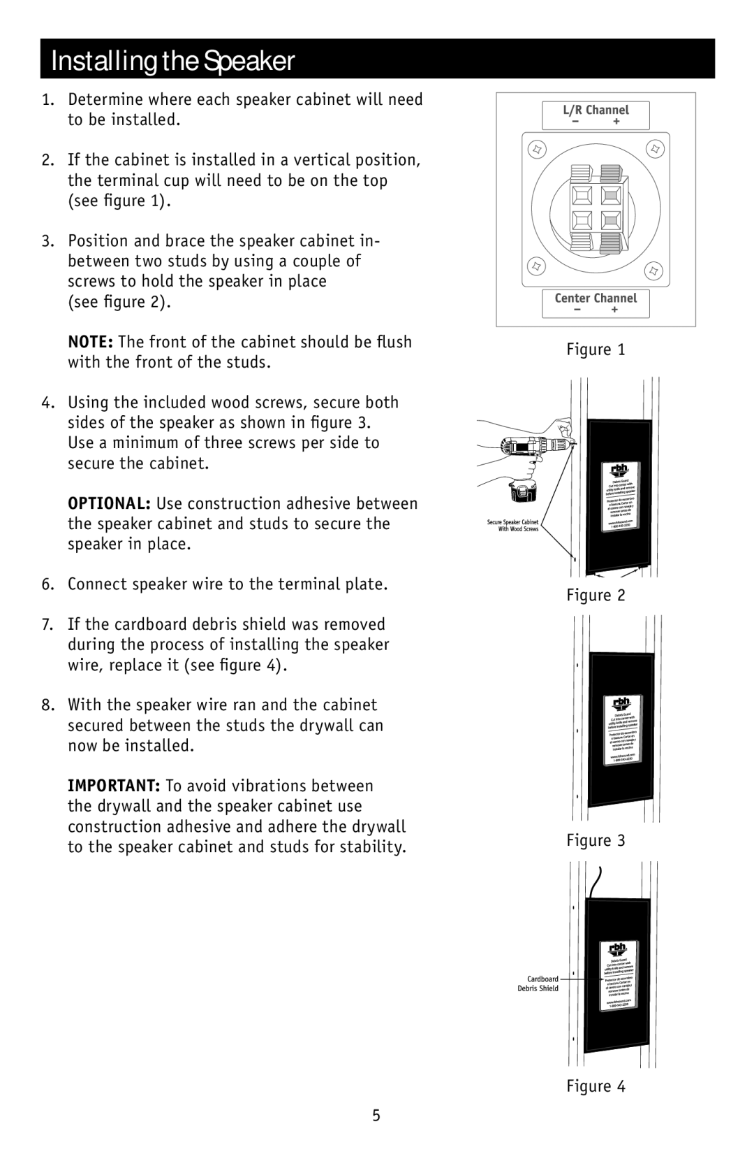 RBH Sound SI-663 owner manual Installing the Speaker 