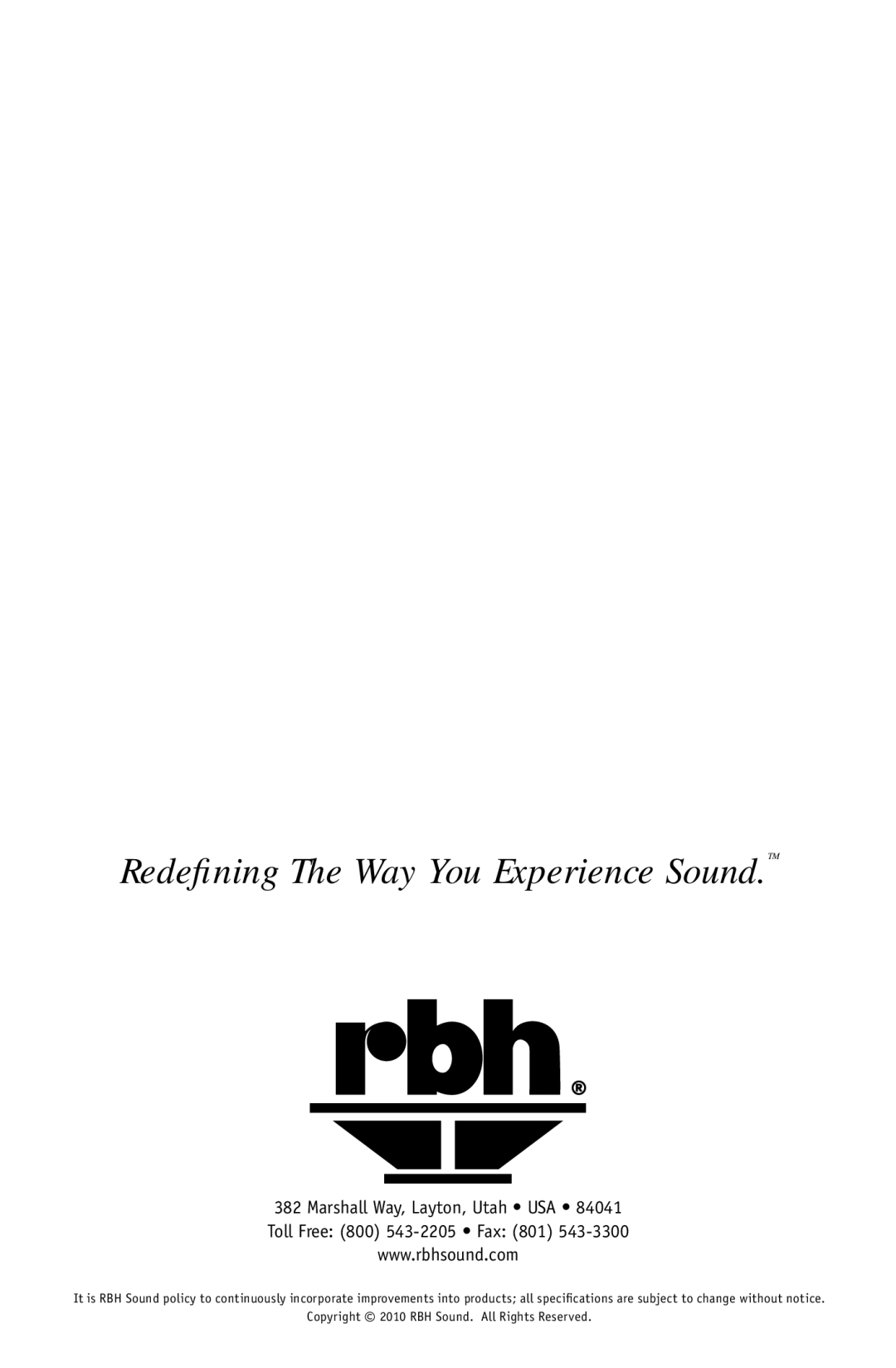 RBH Sound SI-744 owner manual Redefining The Way You Experience Sound.TM 