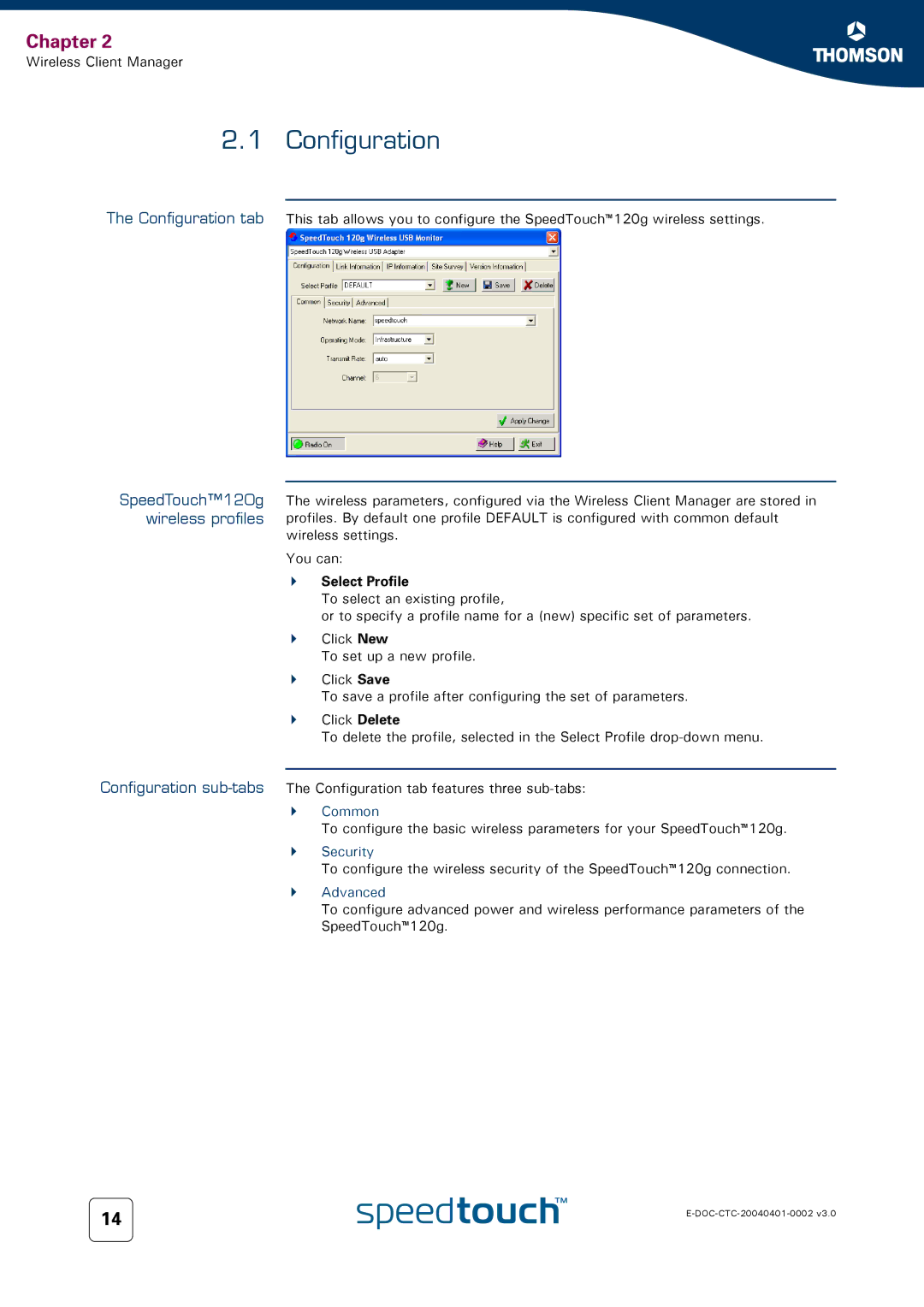 RCA 120g manual Configuration, Select Profile 