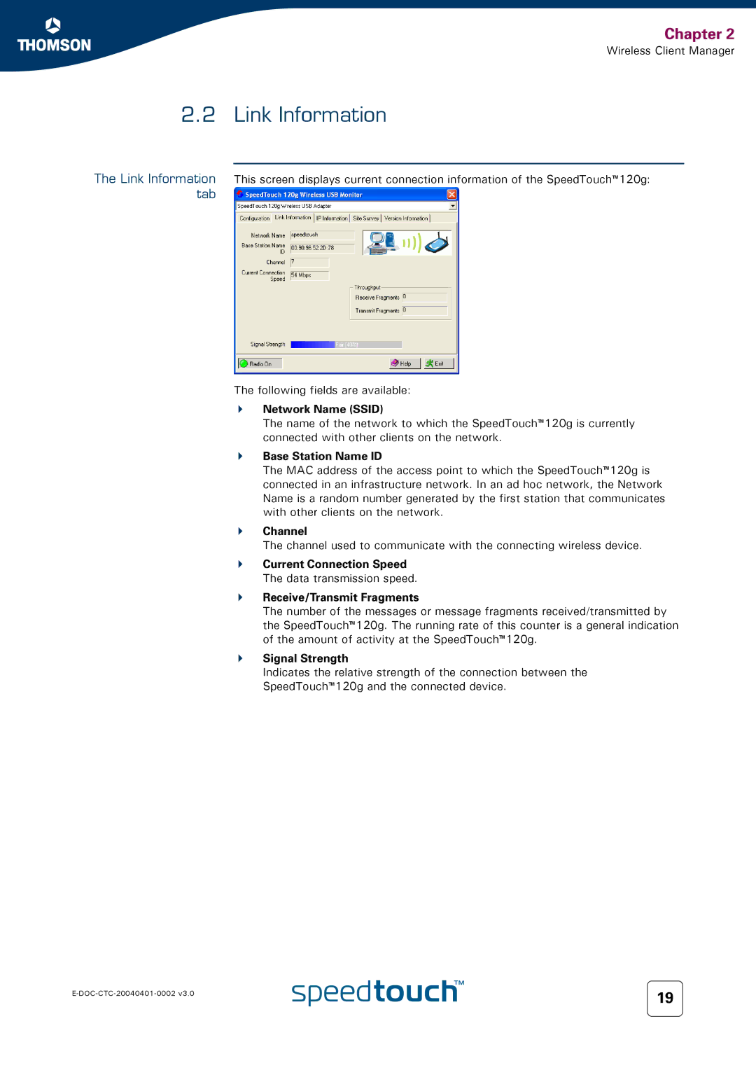 RCA 120g manual Link Information 