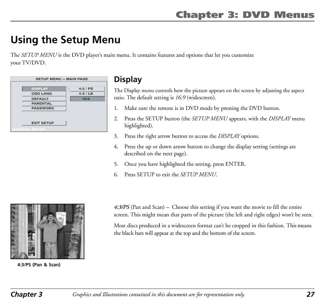 RCA 12L500TD manual Using the Setup Menu, Display 