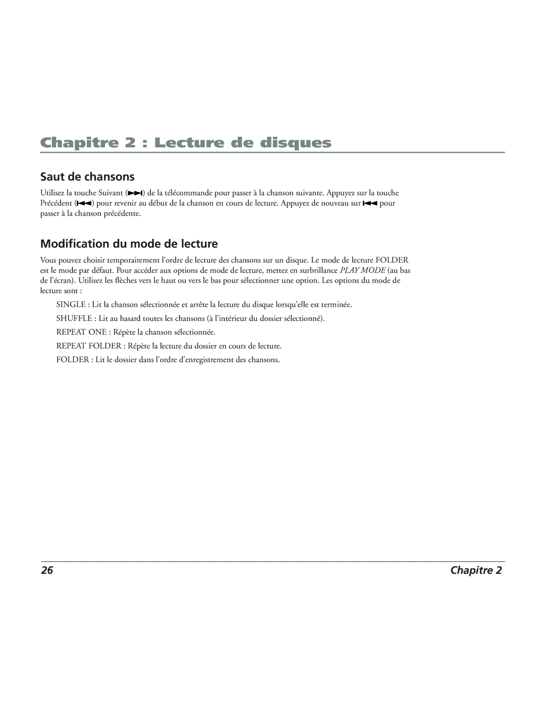 RCA 12L500TD manual Saut de chansons, Modification du mode de lecture 