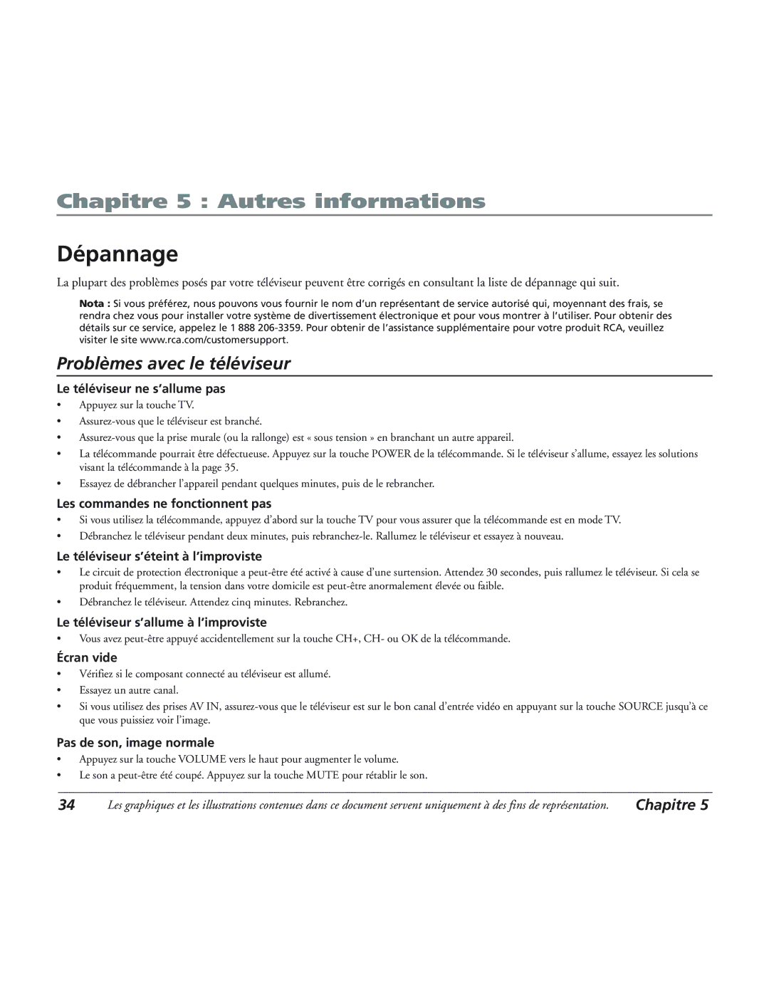 RCA 12L500TD manual Dépannage 