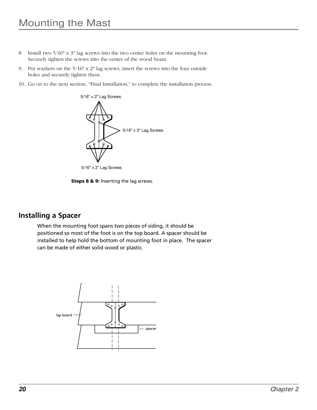 RCA 15407690 manual Installing a Spacer 