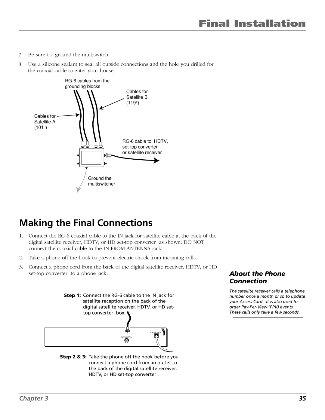 RCA 15407690 manual Making the Final Connections, About the Phone Connection 